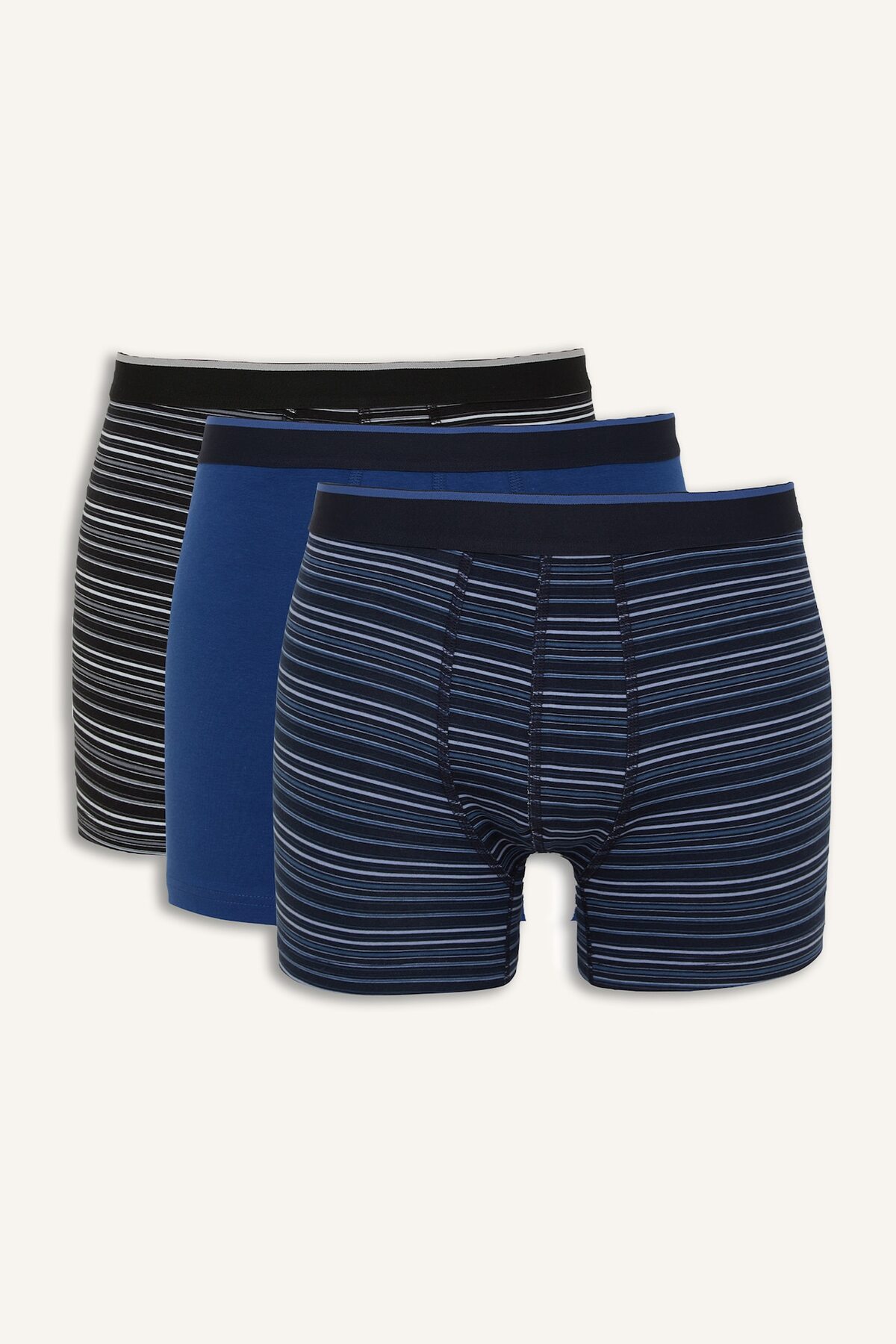 DeFacto Regular Fit Çizgili ve Düz 2'li Boxer I4019AX26AU