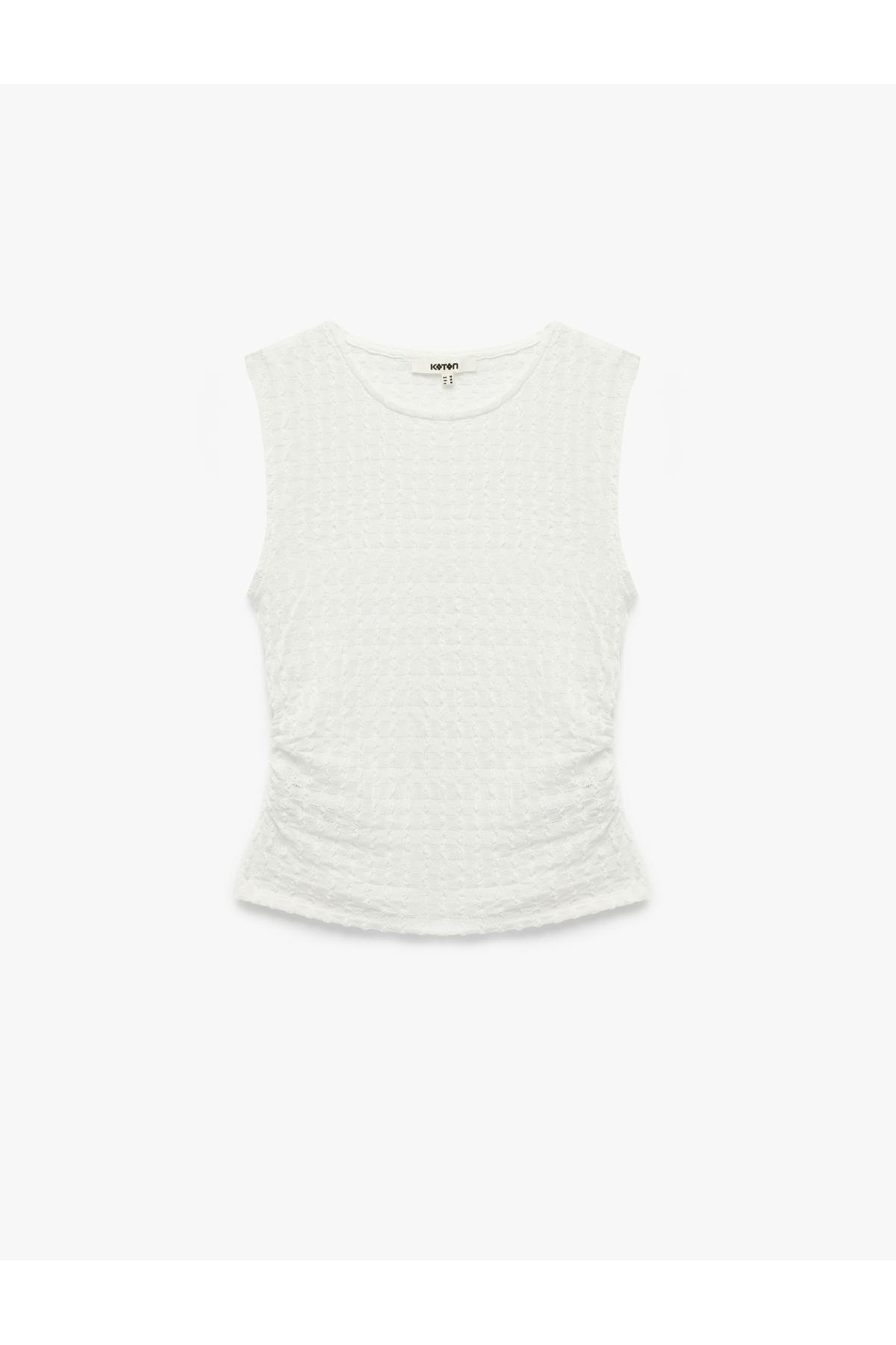 Bürümcük Kumaş Drape Detaylı Kolsuz Bisiklet Yaka Atlet Bluz
