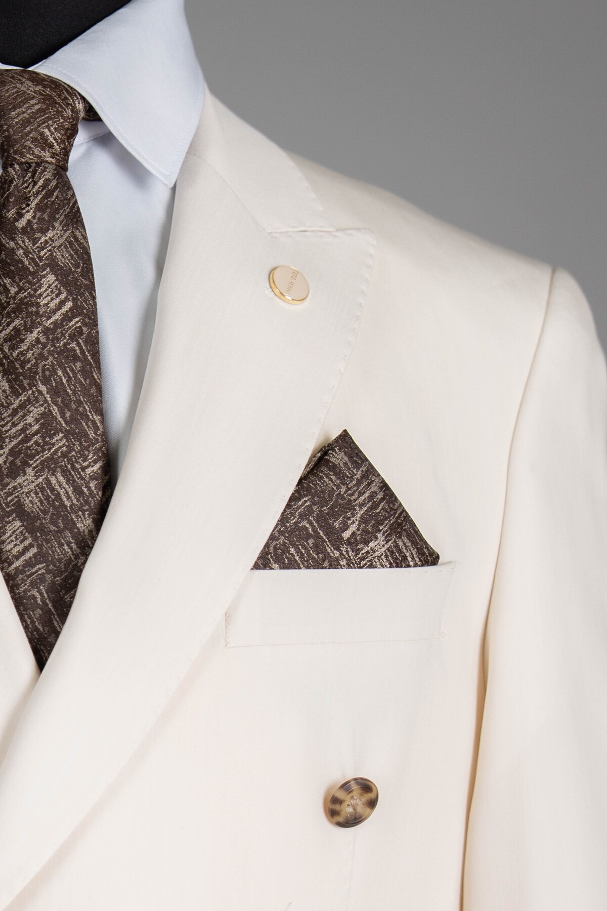 Limited Edition Kruvaze Takım Elbise Krem — کرم T04-LTD1102 — تصویر 4 از 5