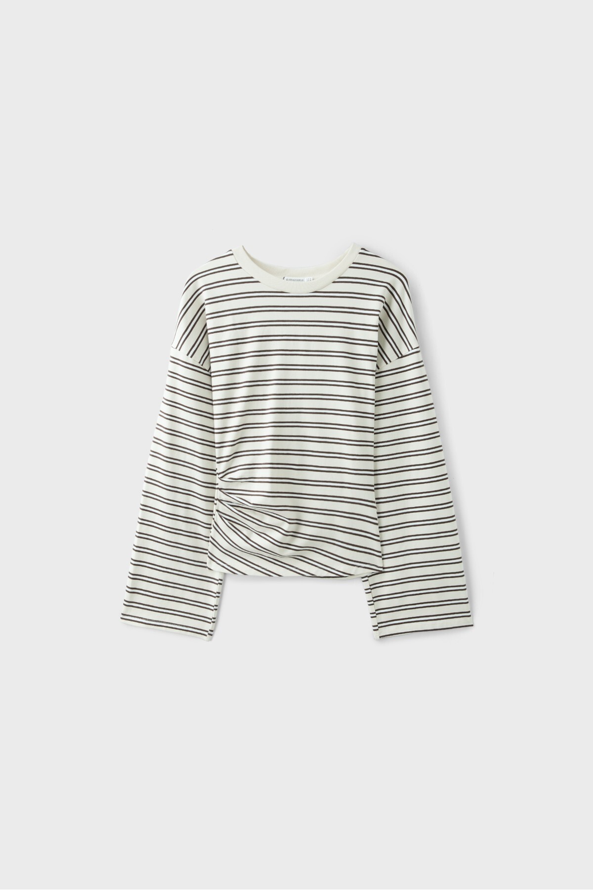 Stradivarius B11 Çizgili, belden oturan, uzun kollu, Japon stili t-shirt görsel 6
