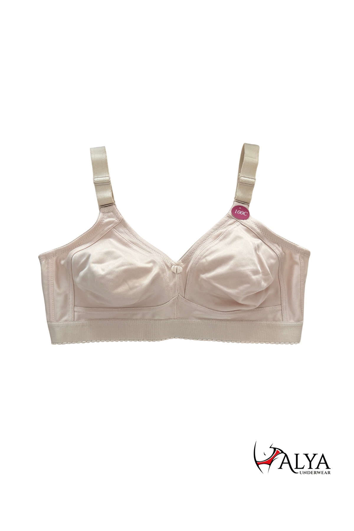 ALYA UNDERWEAR Toparlayıcı C Cup Büyük Beden Sütyen Kabı Dikişsiz Desteksiz ve Balensiz Beli Lastikli Minimizer Sütyenler Ten My Love 90C görsel 2