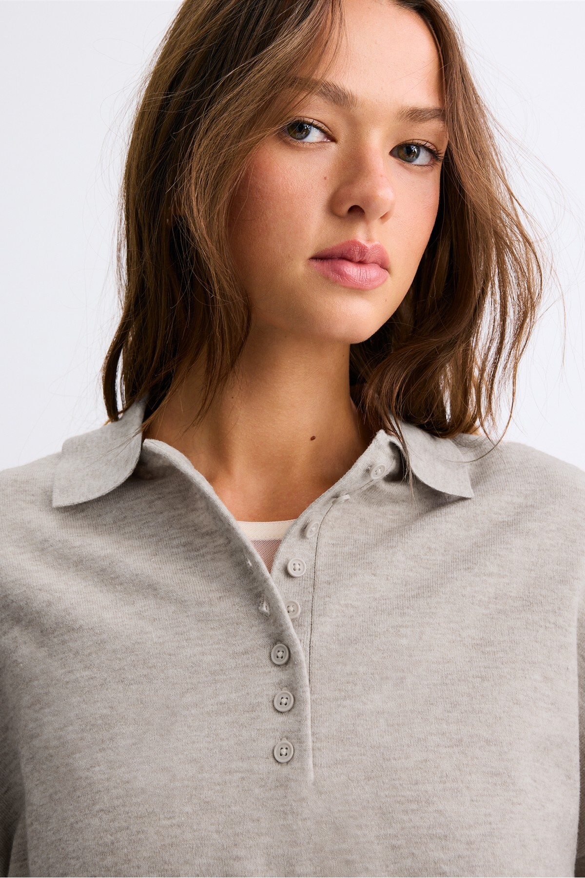 Stradivarius Polo yaka triko kazak görsel 3