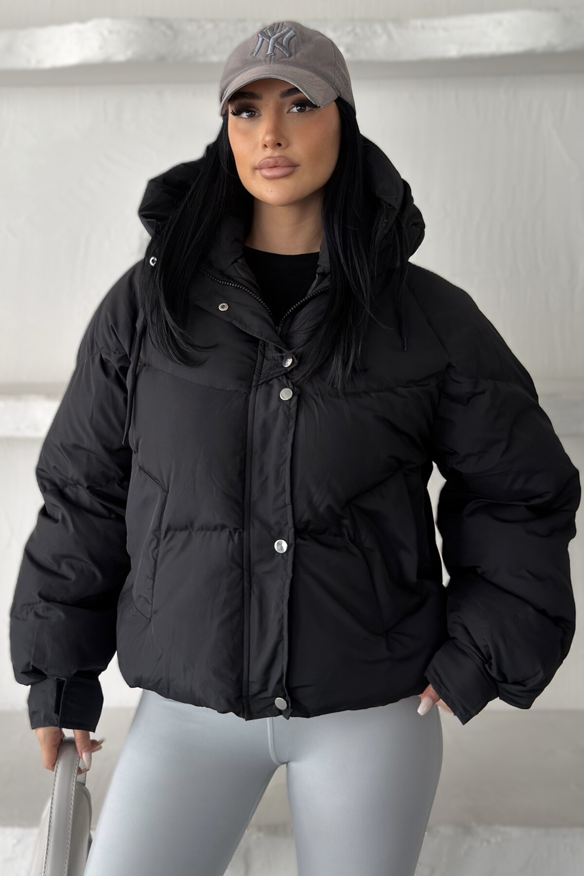 moda armanc Kadın Kapüşonlu Şişme Mont Oversize Kısa Puffer Ceket | Yeni Sezon görsel 2