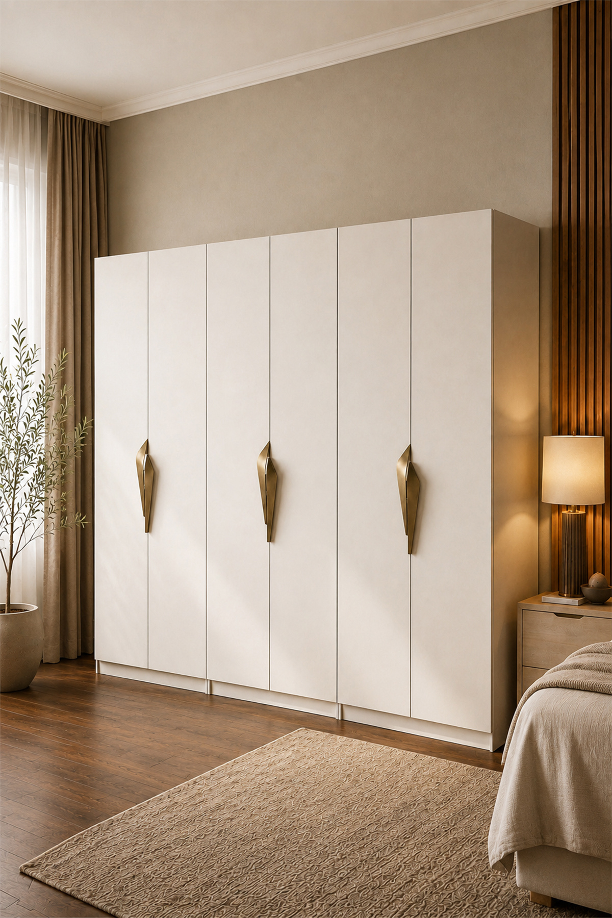 Gama 6 Kapaklı Askılı + Çekmeceli+ Askılı Raflı Tasarım Kulplu 253 cm Gardırop Elbise Dolabı görsel 2