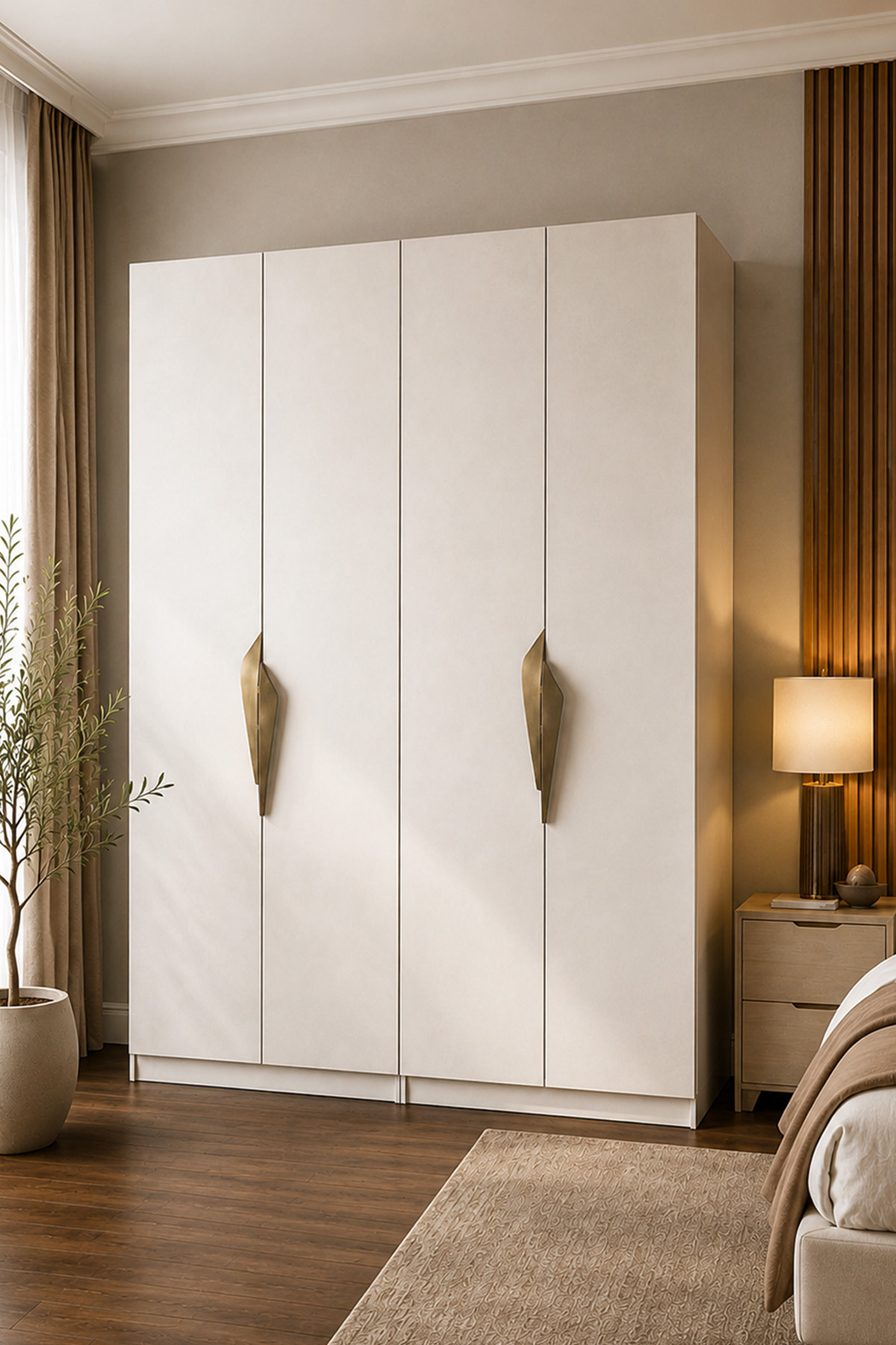 Gama 4 Kapaklı Askılı + Askılı Raflı Tasarım Kulplu 253 cm Gardırop Elbise Dolabı görsel 2