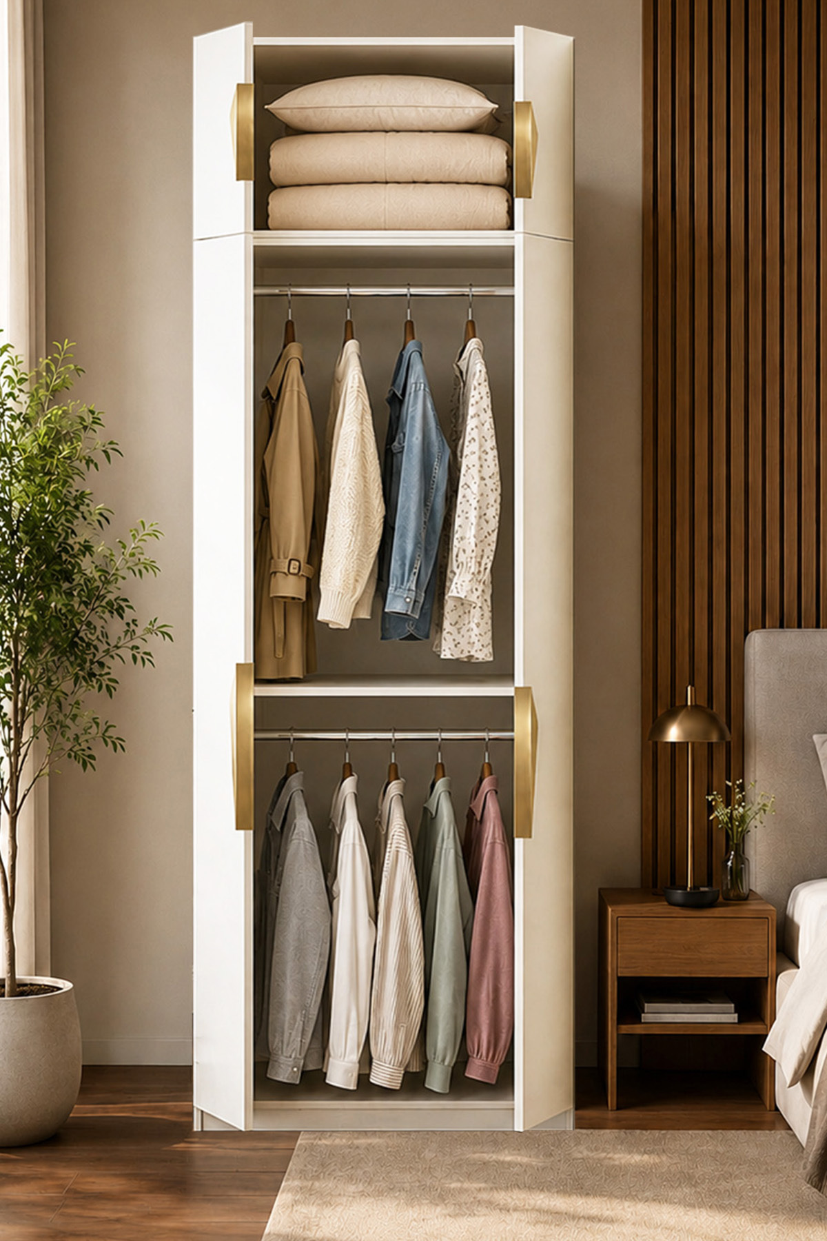 Gama 4 Kapaklı Askılı + Ek Modüllü Tasarım Kulplu 253 cm Gardırop Elbise Dolabı görsel 3