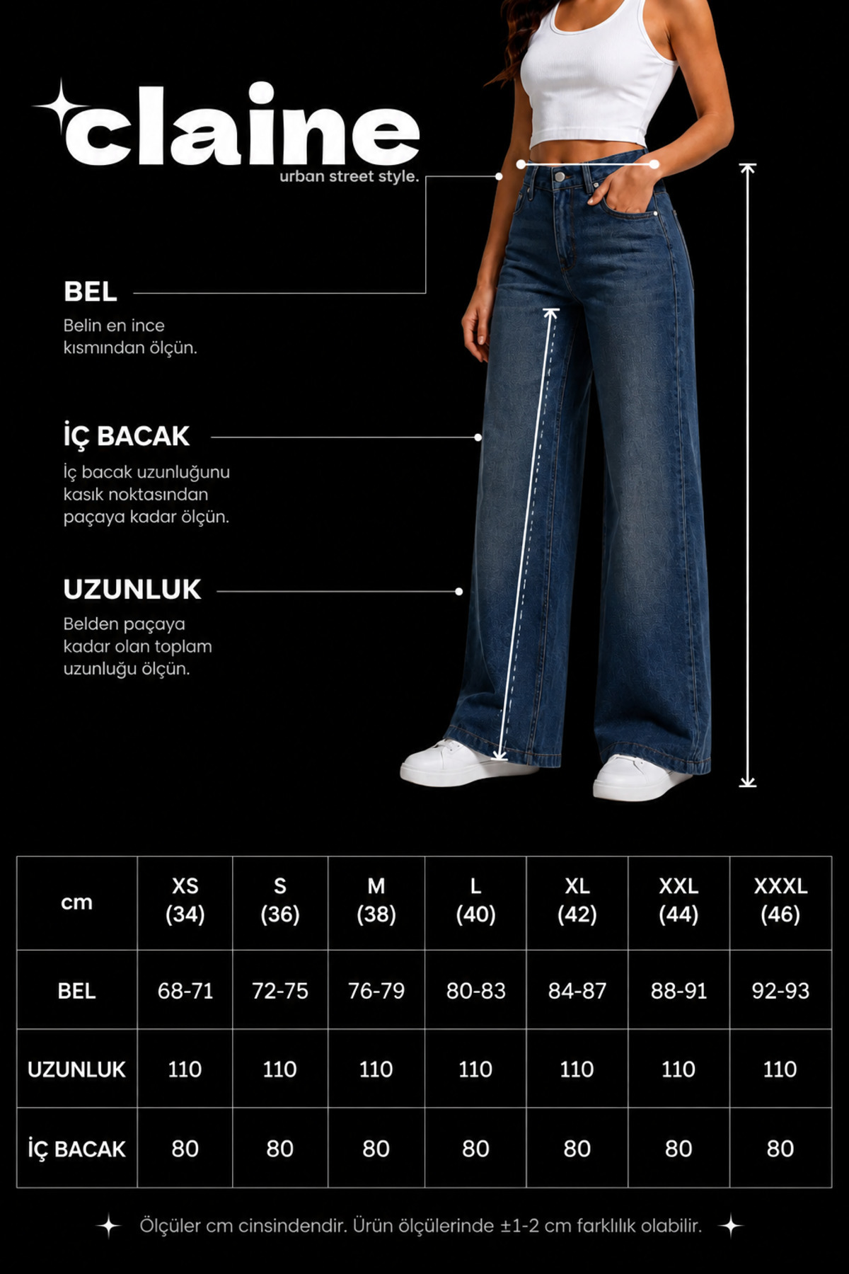 8line Yeşil Tint Kadın Yüksek Bel Bol Kot Palazzo Jean Pantolon görsel 5