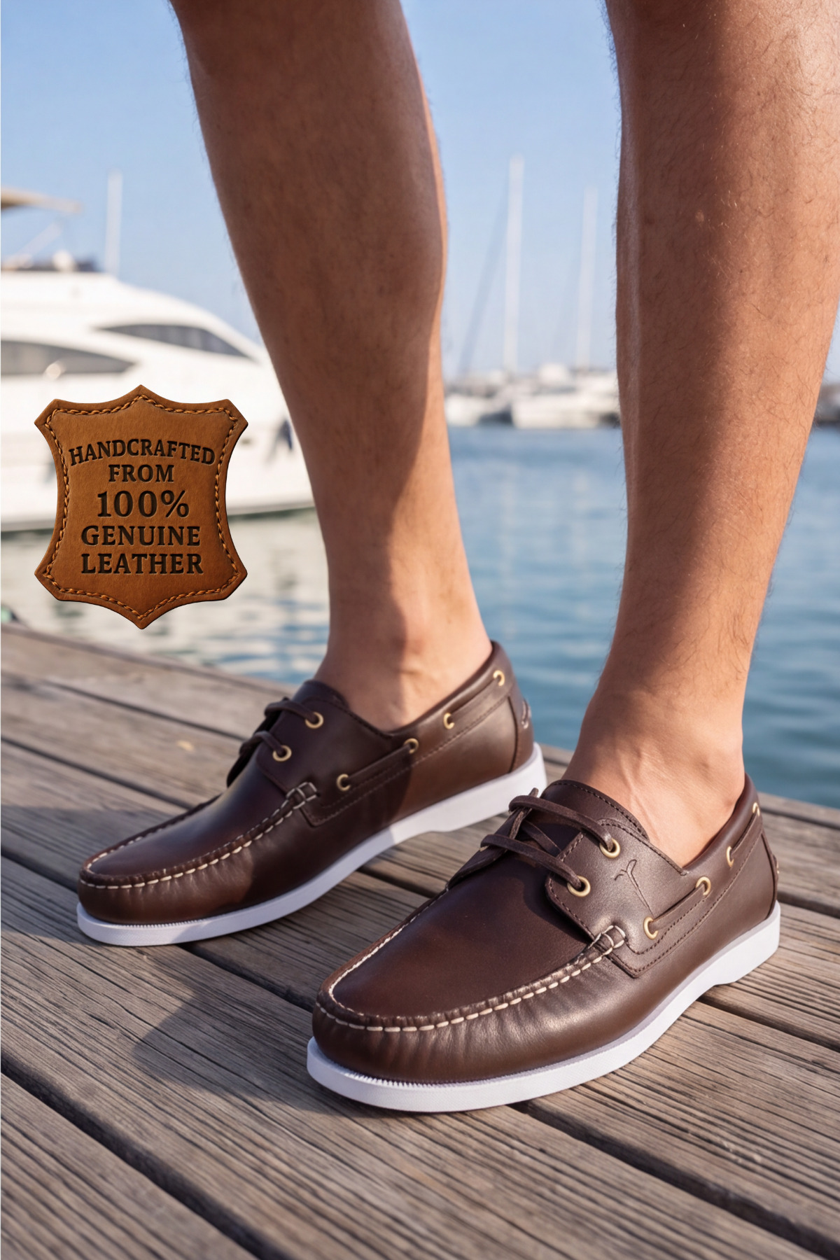 Liarca Nautical Hakiki Deri Kahverengi Kauçuk Anti Sararma Özellikli Taban Boat Shoe Loafer Makosen Casual görsel 4