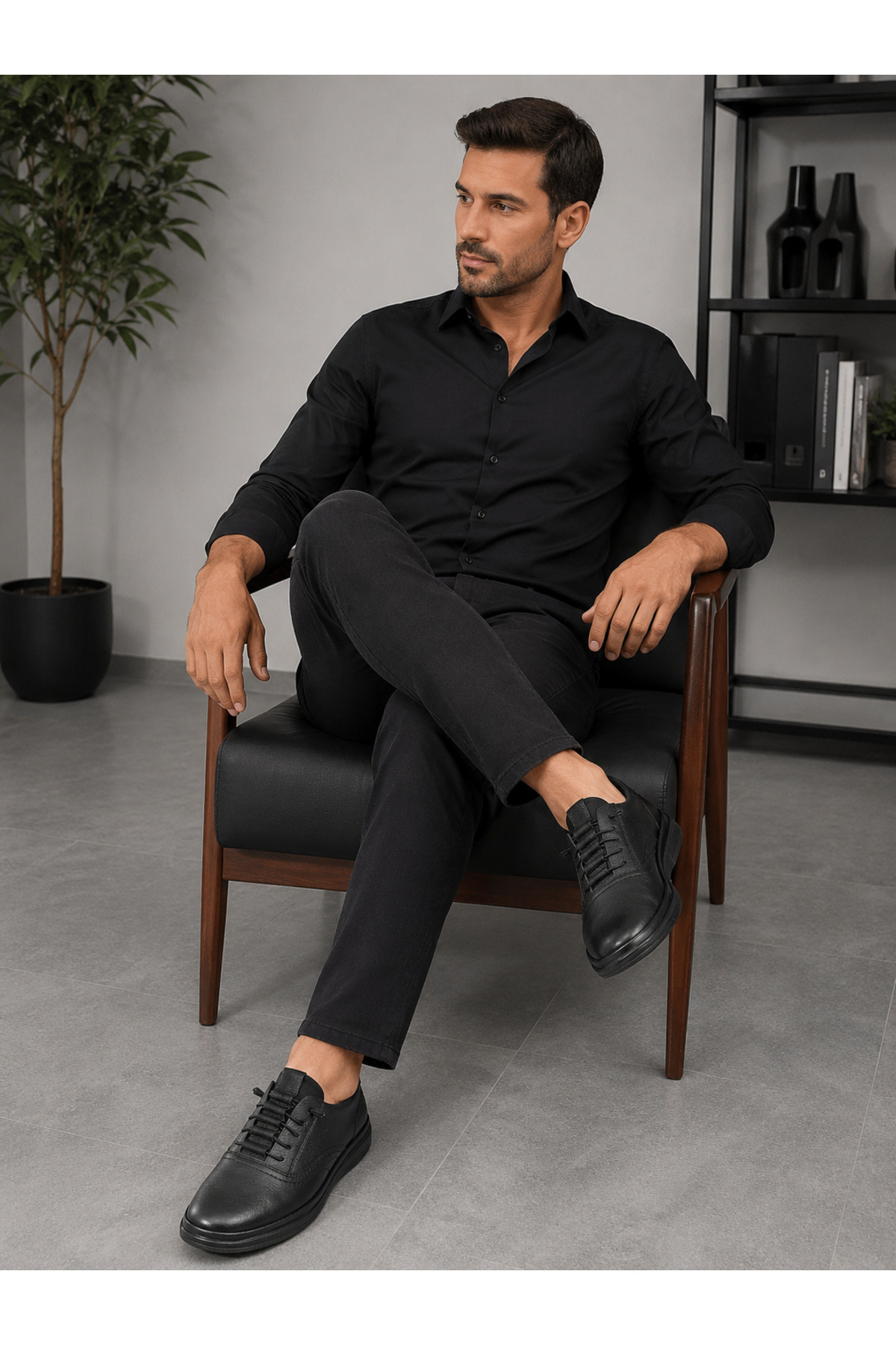 CookaShoes Erkek İç Dış %100 Hakiki Deri Günlük Comfort Ayakkabı, Siyah görsel 3
