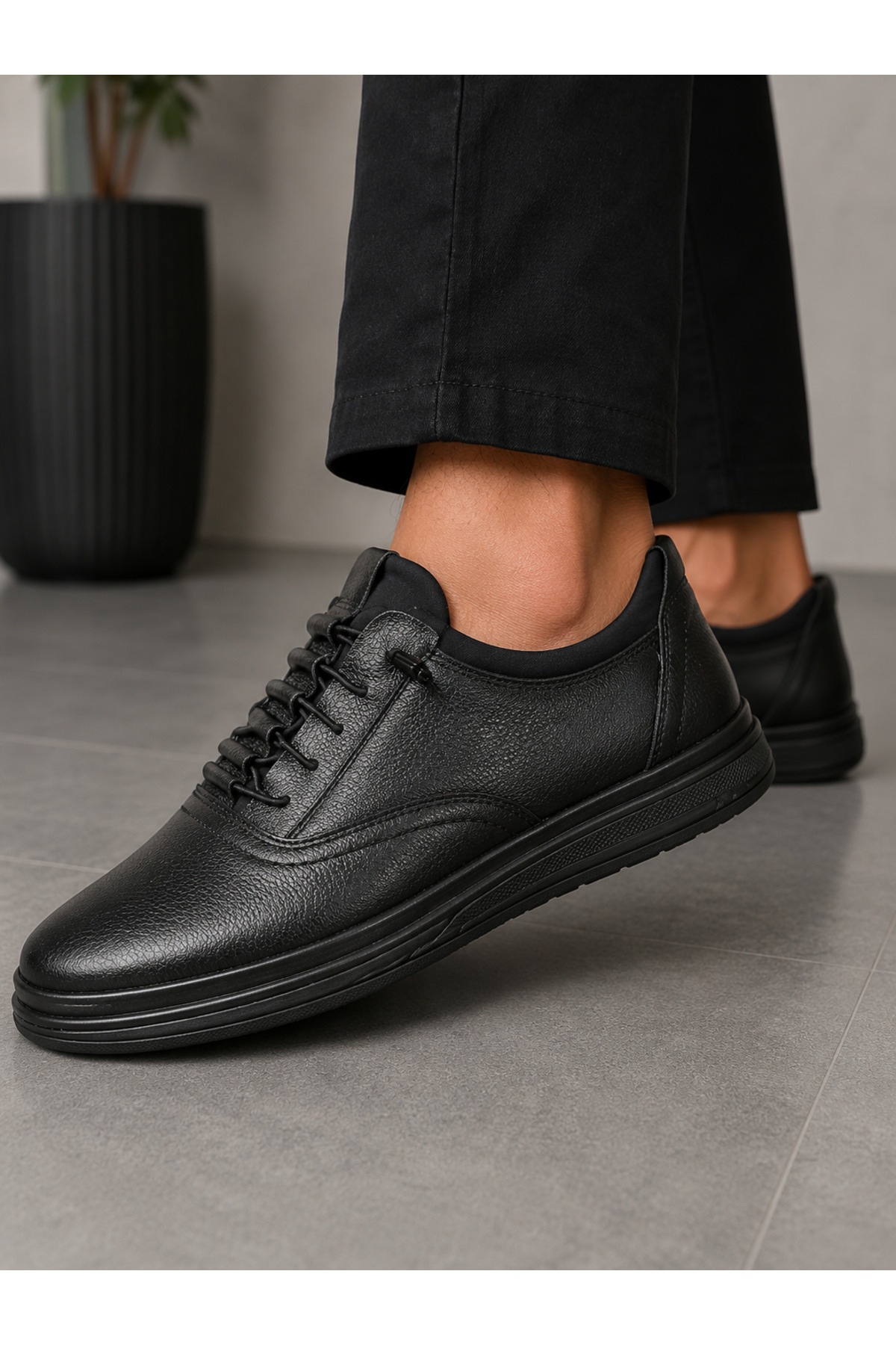 CookaShoes Erkek İç Dış %100 Hakiki Deri Günlük Comfort Ayakkabı, Siyah görsel 2