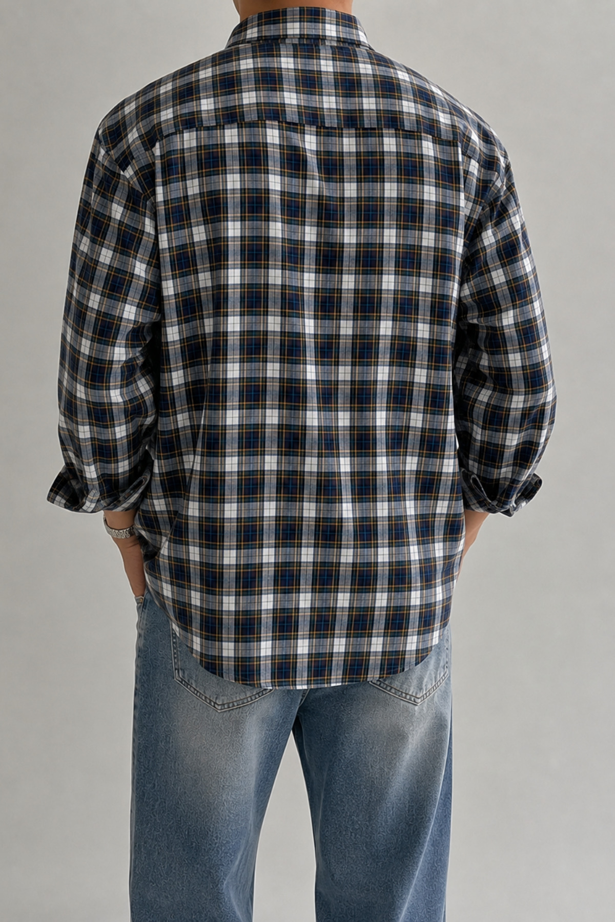COOL TARZ Erkek Ekose Desenli Oxford Regular Fit Uzun Kollu Gömlek görsel 3
