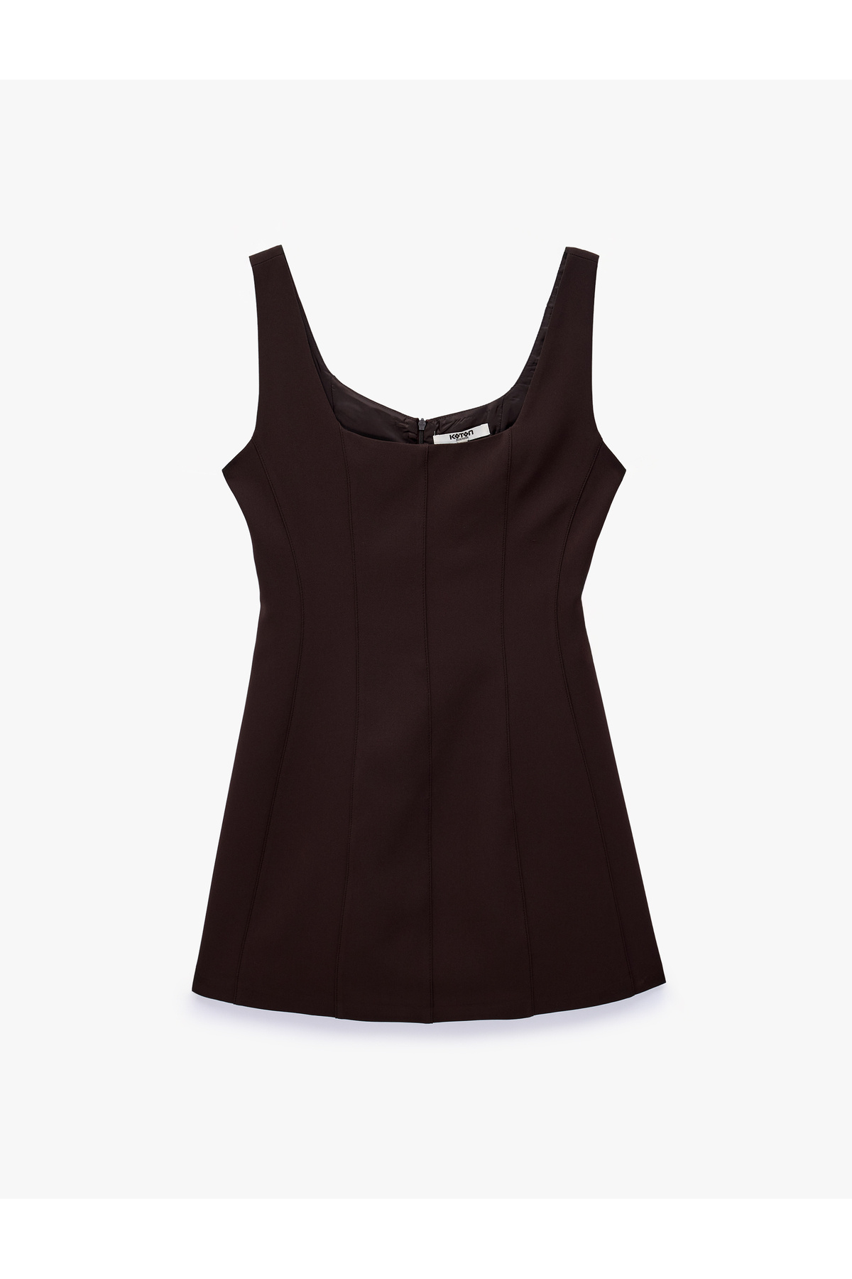 Koton Regular Fit A Kesim Kare Yaka Kolsuz Mini Elbise görsel 5