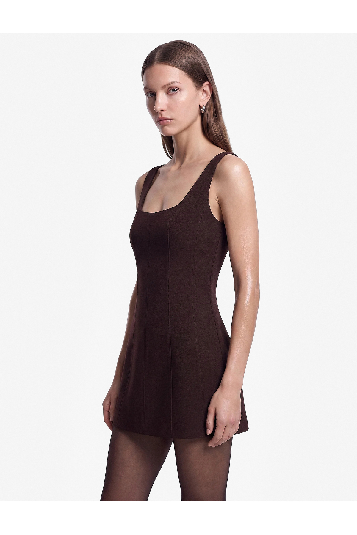 Koton Regular Fit A Kesim Kare Yaka Kolsuz Mini Elbise görsel 2