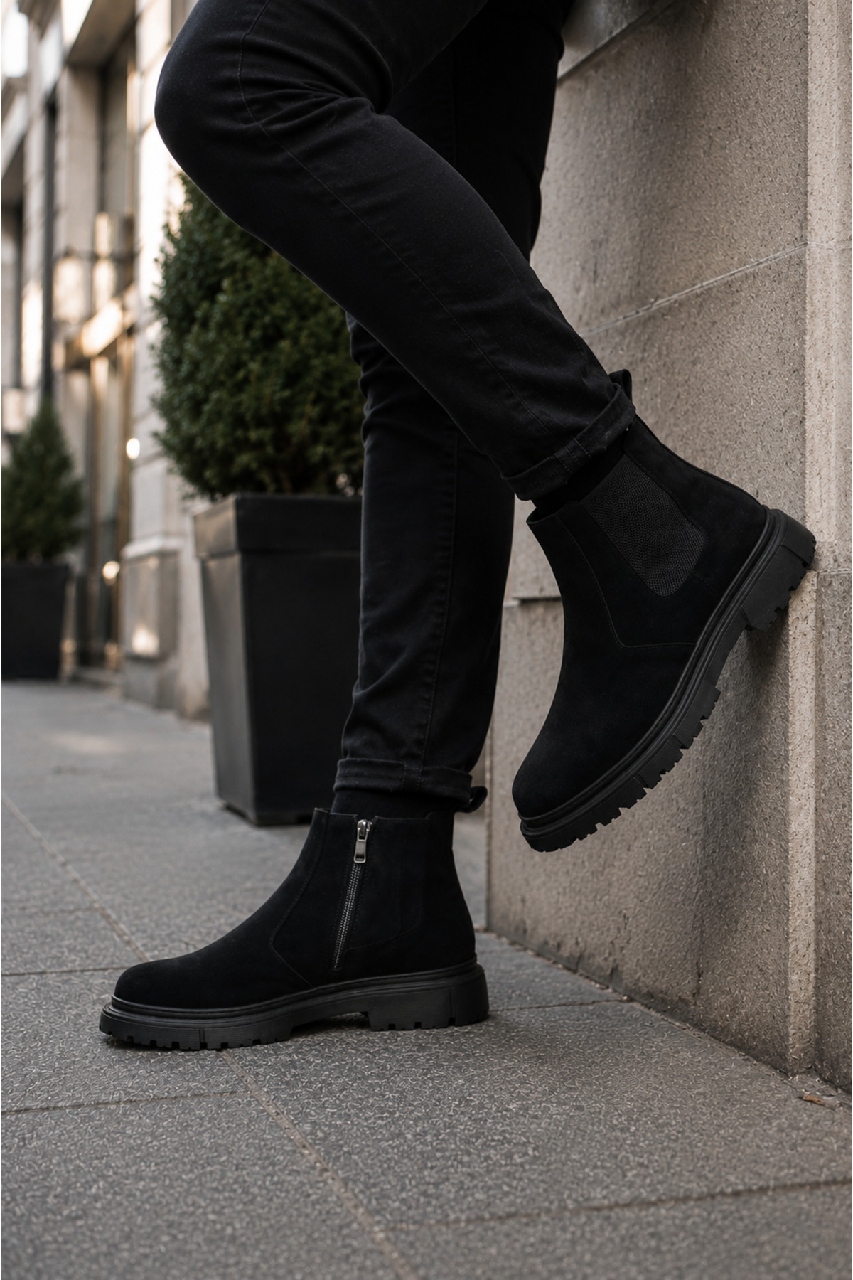 Sanvio Tarzkar Erkek Siyah Süet Outdoor Chelsea Bot Su Geçirmez Dikişli Hafif EVA Taban Garantili Premium görsel 4