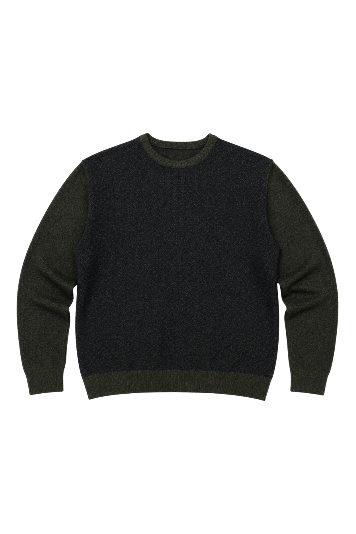 BattalModa Erkek Büyük Beden Haki Bisiklet Yaka Motif Triko Kazak 3XL-4XL-5XL-6XL görsel 4