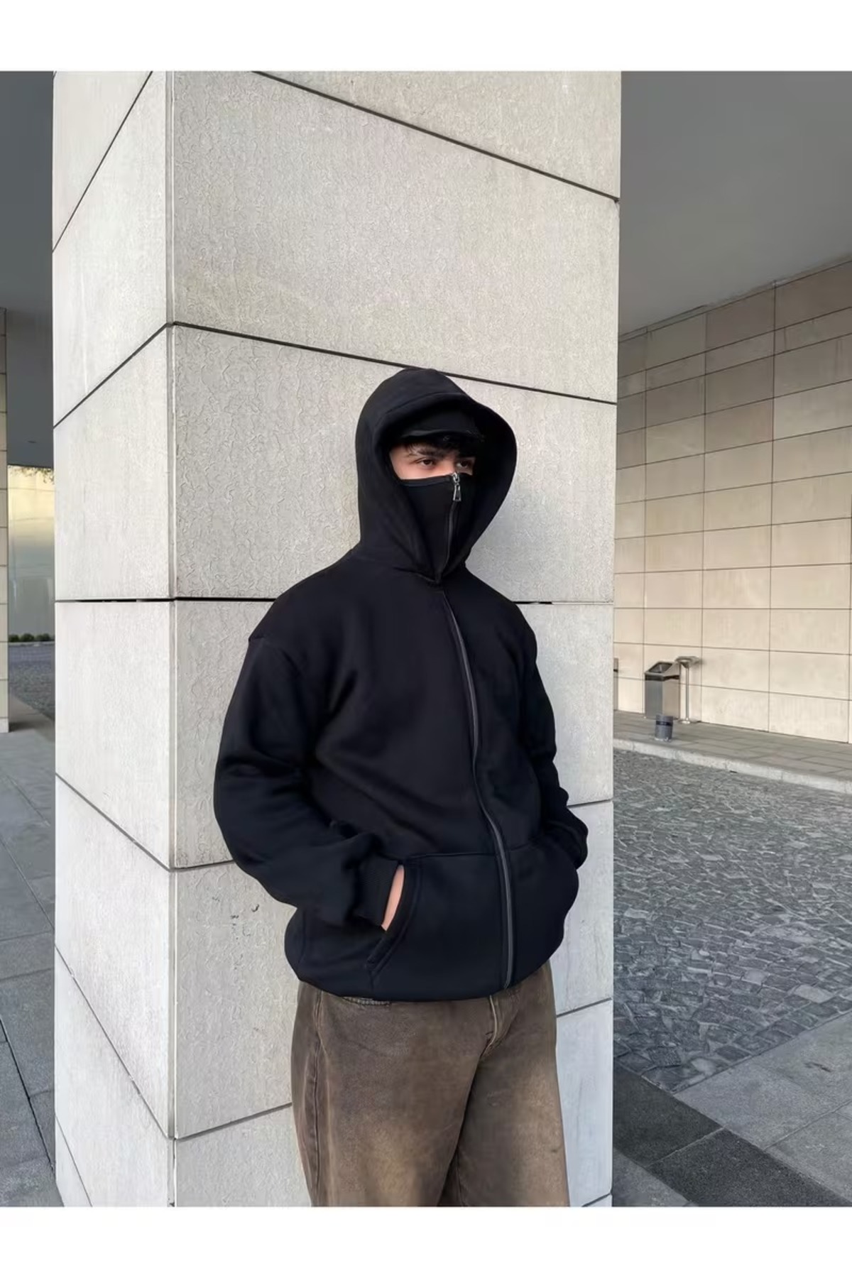 AZIZI TEKSTIL Kar Maskeli Ninja Unisex Sweatshirt Hırka 2iplik kalın polar görsel 7