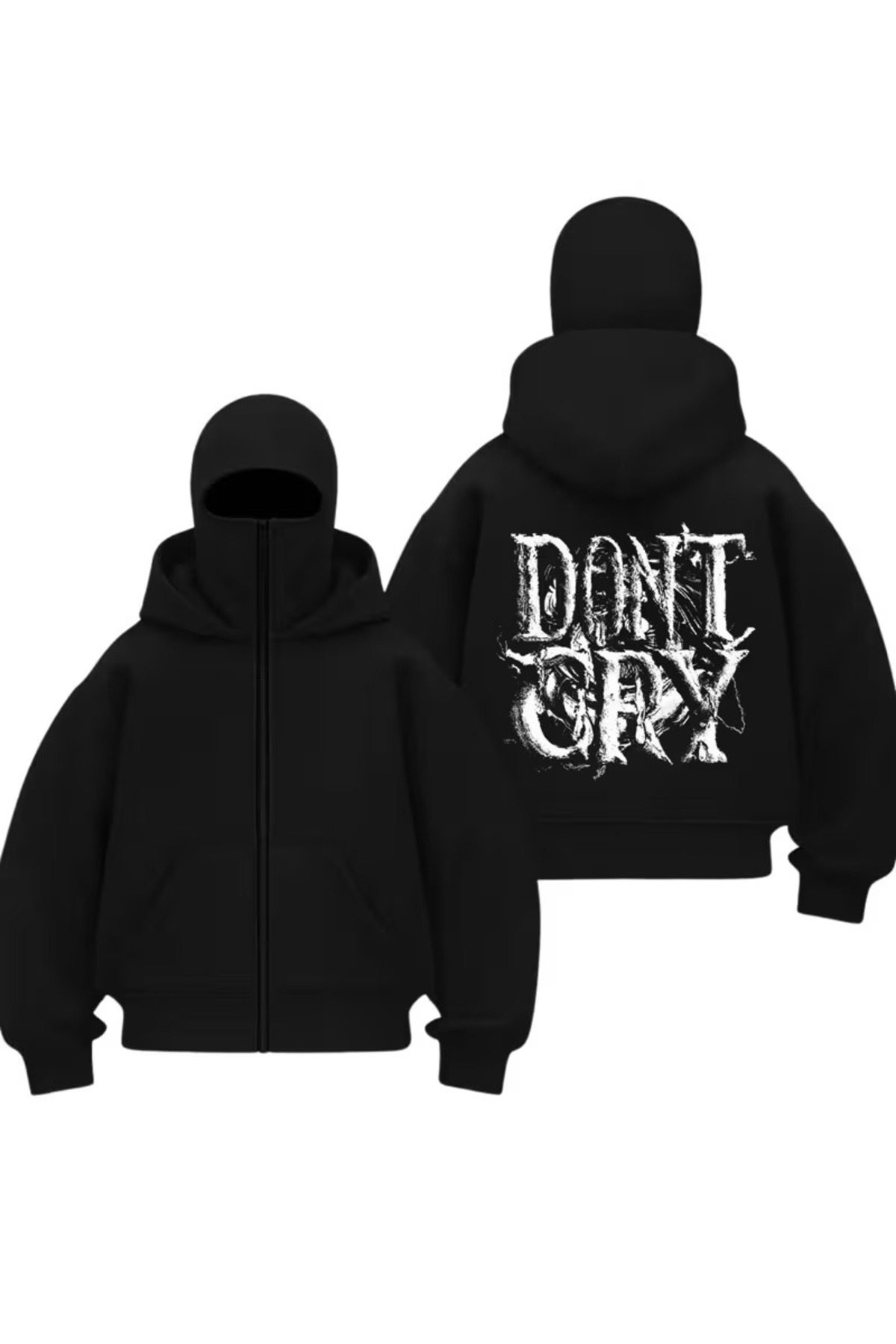 AZIZI TEKSTIL Kar Maskeli Ninja Unisex Sweatshirt Hırka 2iplik kalın polar