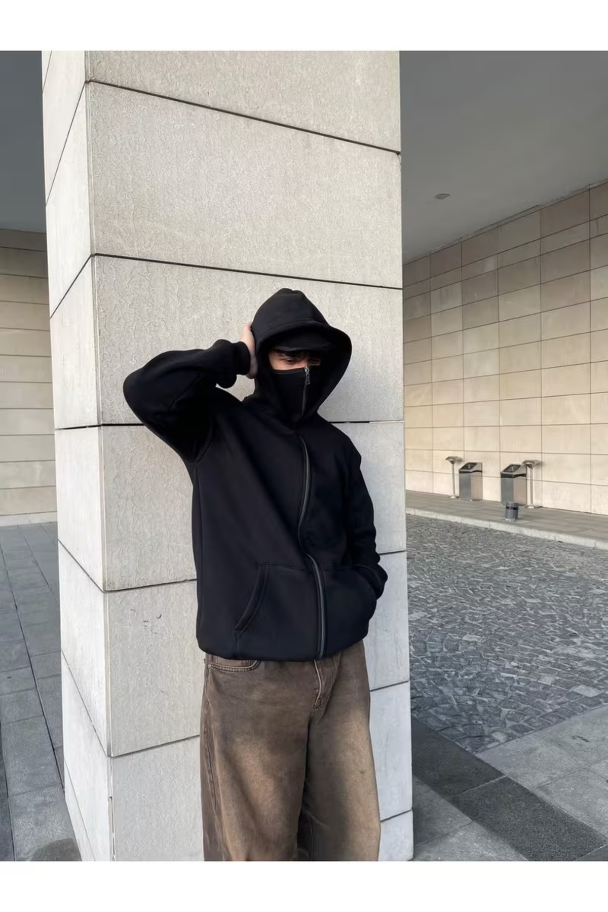 AZIZI TEKSTIL Kar Maskeli Ninja Unisex Sweatshirt Hırka 2iplik kalın polar görsel 6