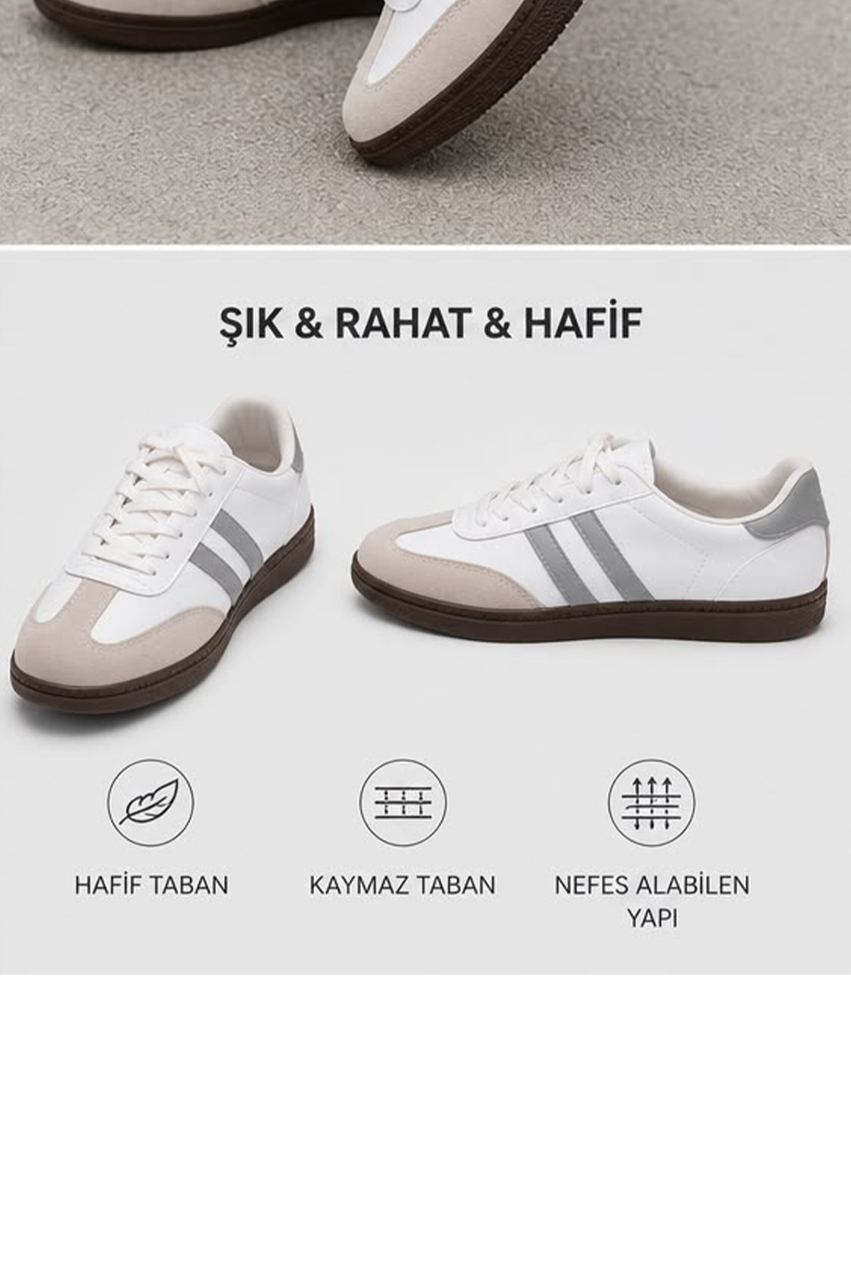 Unisex Stil Şık Rahat Hafif Günlük Yandan Şeritli Bağcıklı Yürüyüş Koşu Sneaker Spor Ayakkabı — سفید FLY-2Bant — تصویر 4 از 4