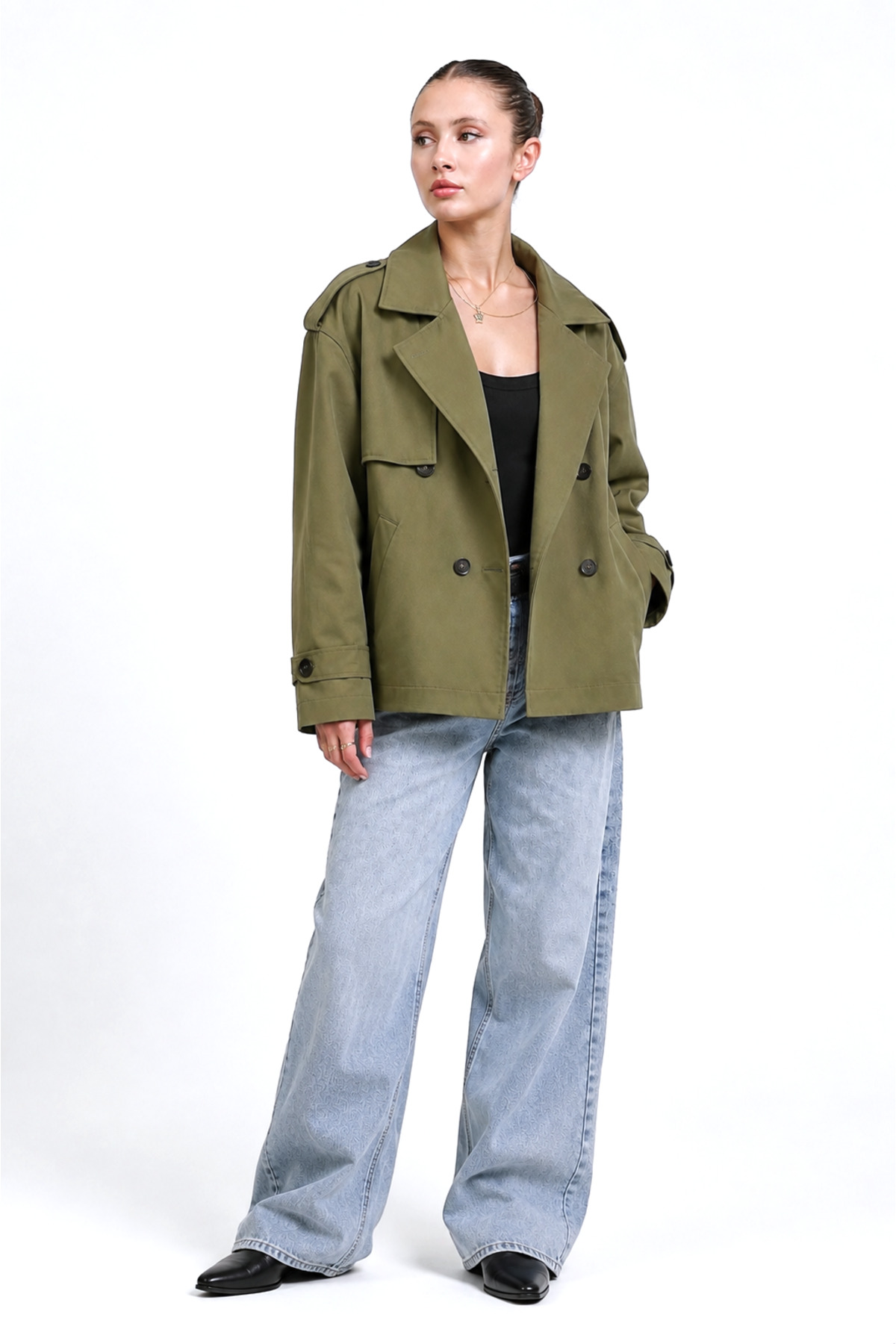 Helen Goods Yeni Sezon Kadın Midi Boy Su İtici Oversize Trençkot görsel 7