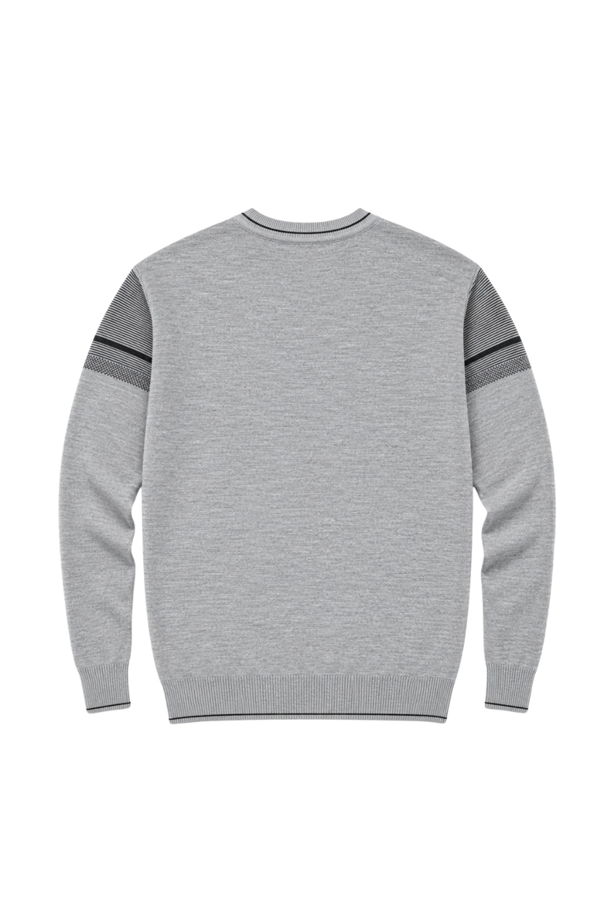 BattalModa Erkek Büyük Beden Gri Bisiklet Yaka Ufuk Triko Kazak 5XL-6XL-7XL-8XL görsel 5