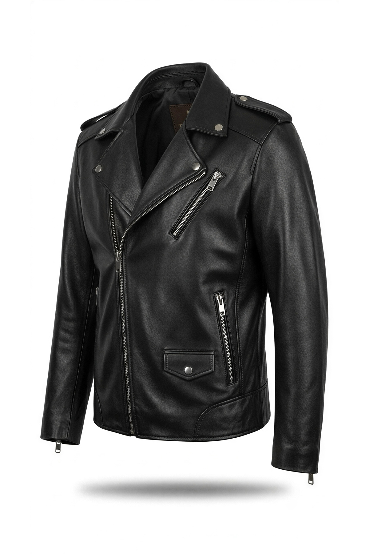 TABAKHANEM %100 Hakiki Kuzu Derisi Erkek Slim Fit Biker Ceket görsel 3