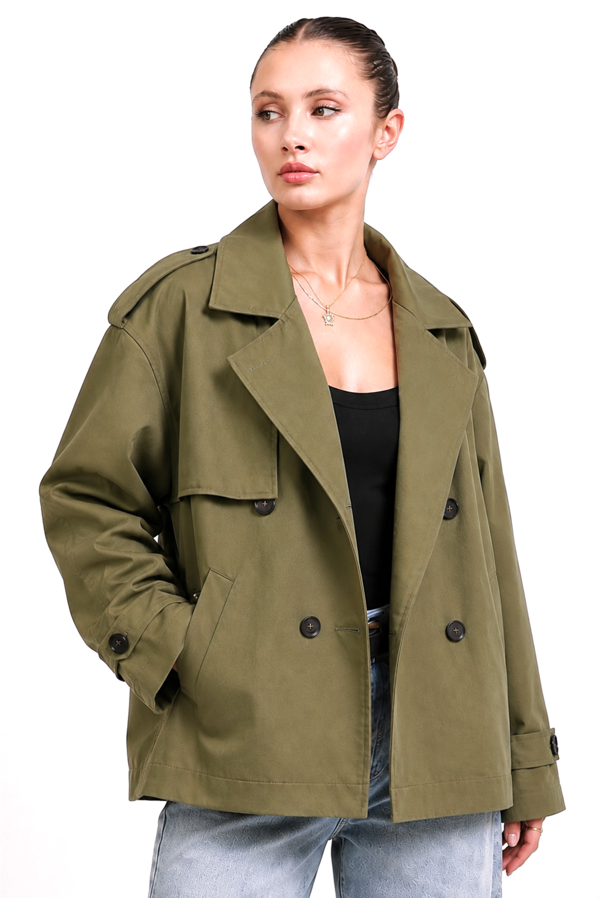 Helen Goods Yeni Sezon Kadın Midi Boy Su İtici Oversize Trençkot görsel 3