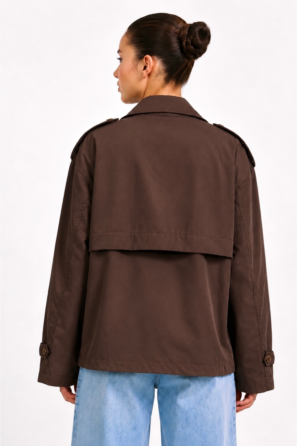Helen Goods Yeni Sezon Kadın Midi Boy Su İtici Oversize Trençkot görsel 4