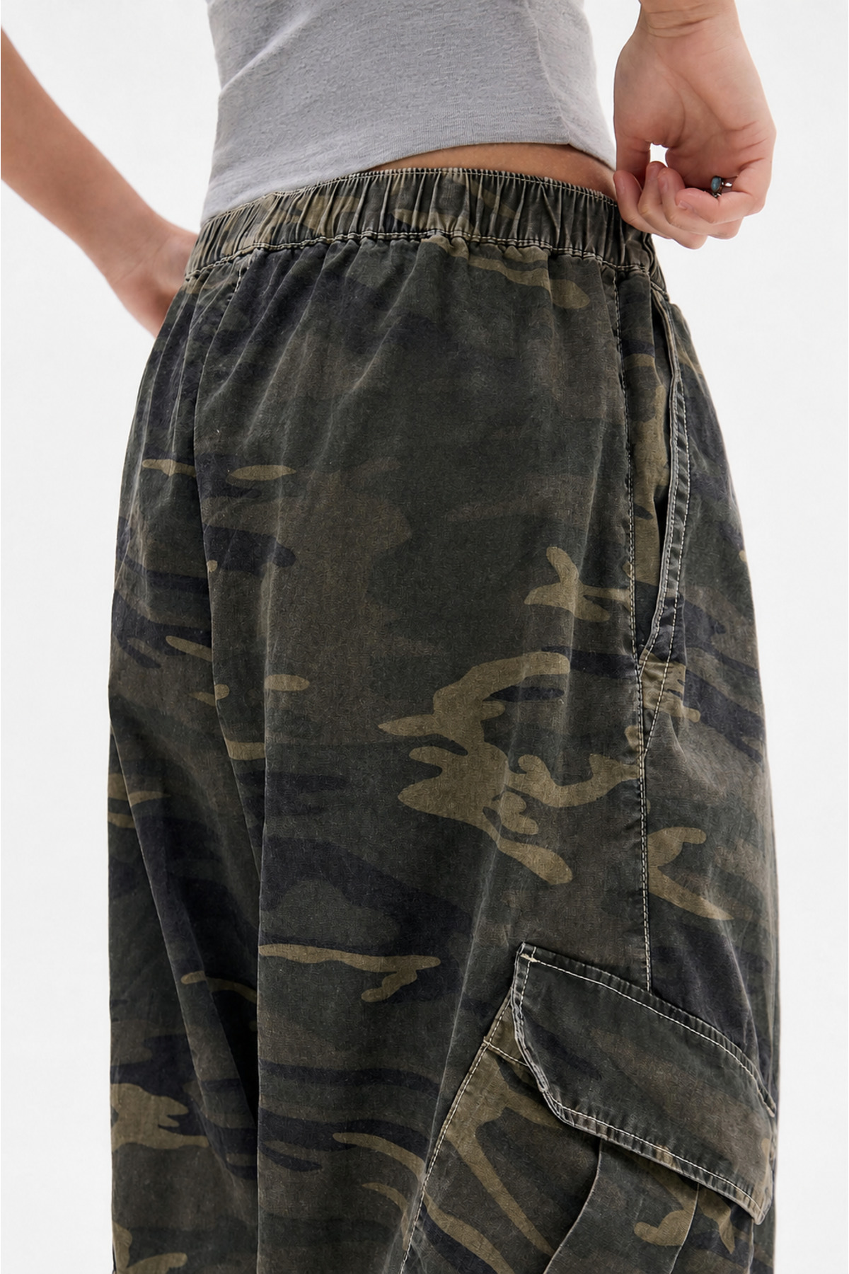 DEEFWEAR Y2k Baggy Unisex Kamuflaj Kargo Pantolon/ Extra Salaş görsel 4