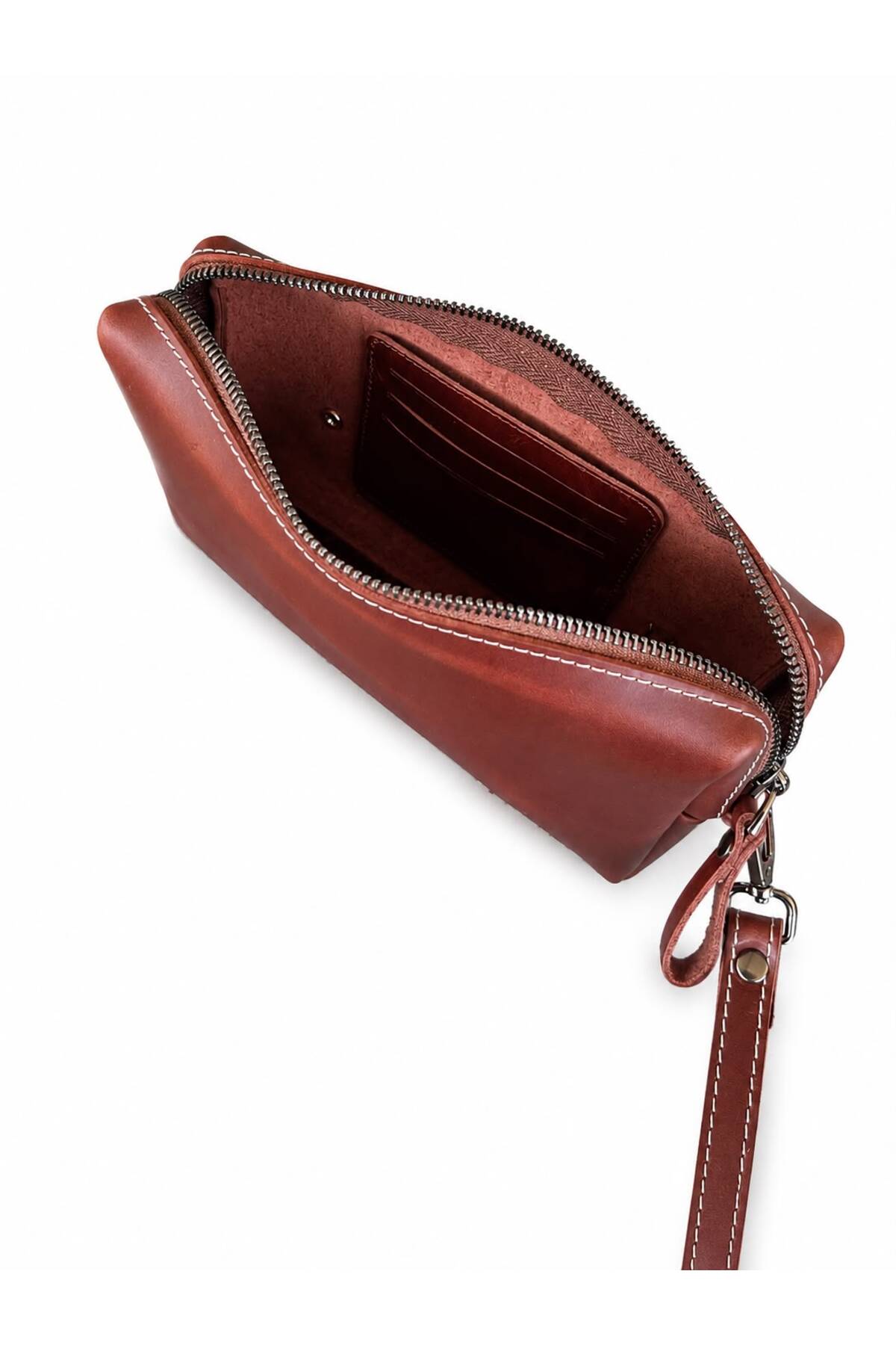 ÖzkanAccessory Capella Premium Hakiki Deri Kahve Unisex El Çantası | El Saplı | Kişiselleştirilebilir görsel 2