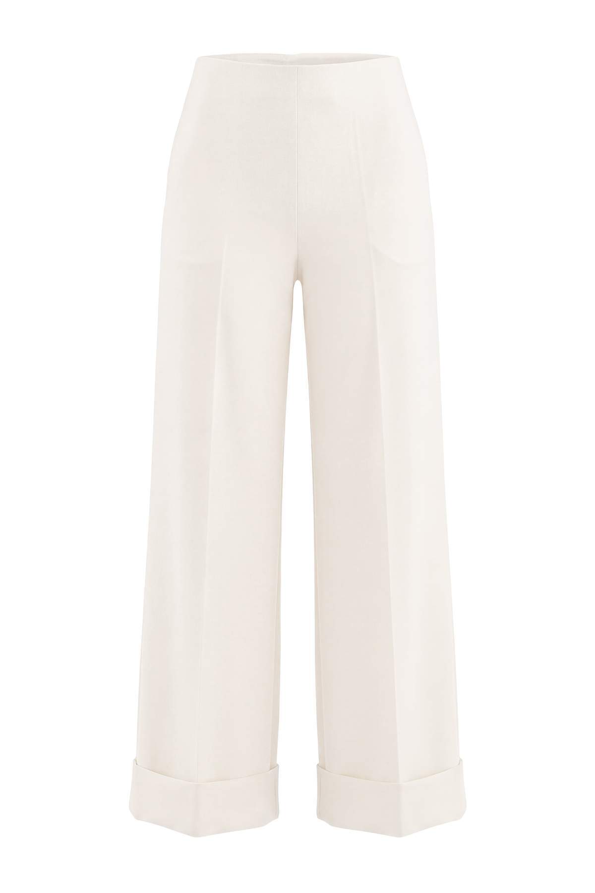 Trendyolmilla Ekru Duble Paça Kumaş Pantolon TWOAW27PL00062
