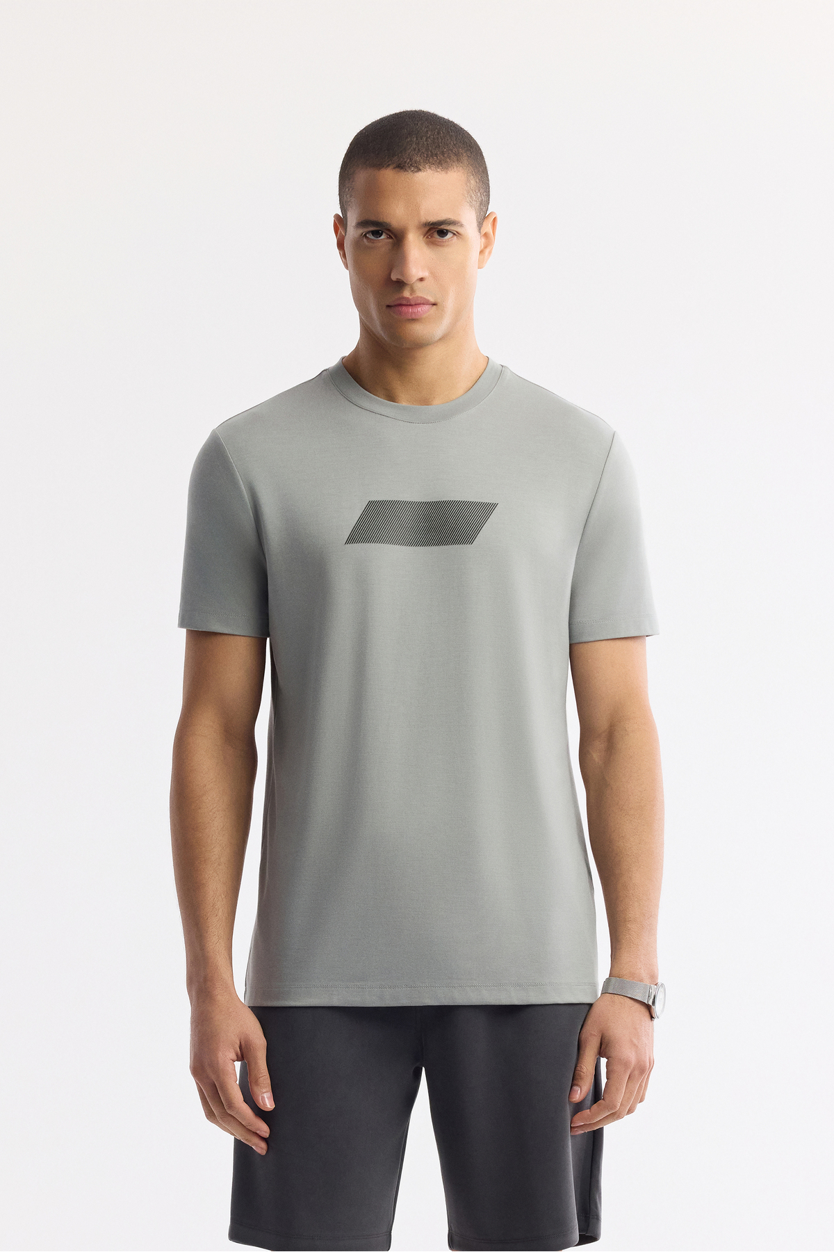 Avva Men's Gray Crew Neck Printed Rayon Soft Touch Regular Fit T-Shirt A51Y1031