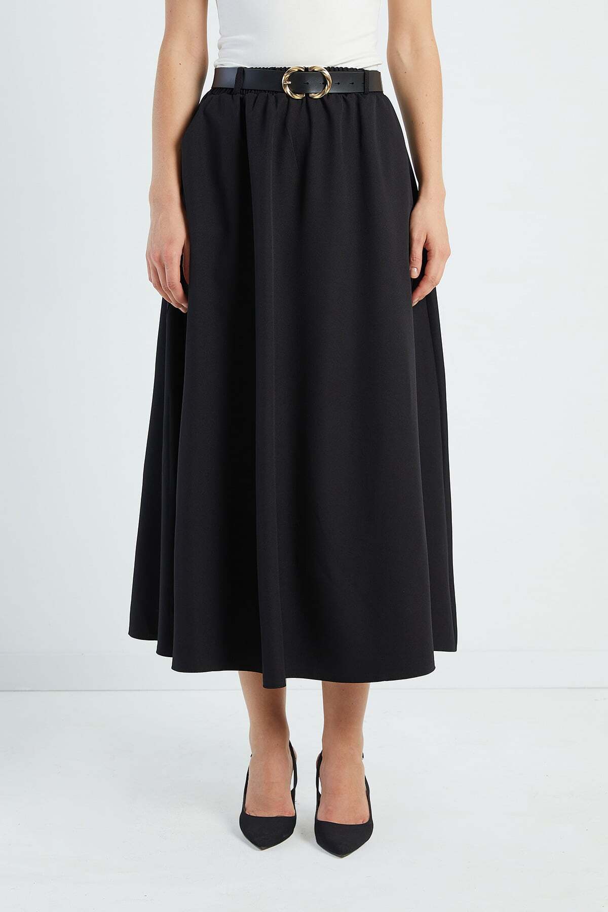 Fulla Moda Beli Kemerli Maxi Boy Etek görsel 6