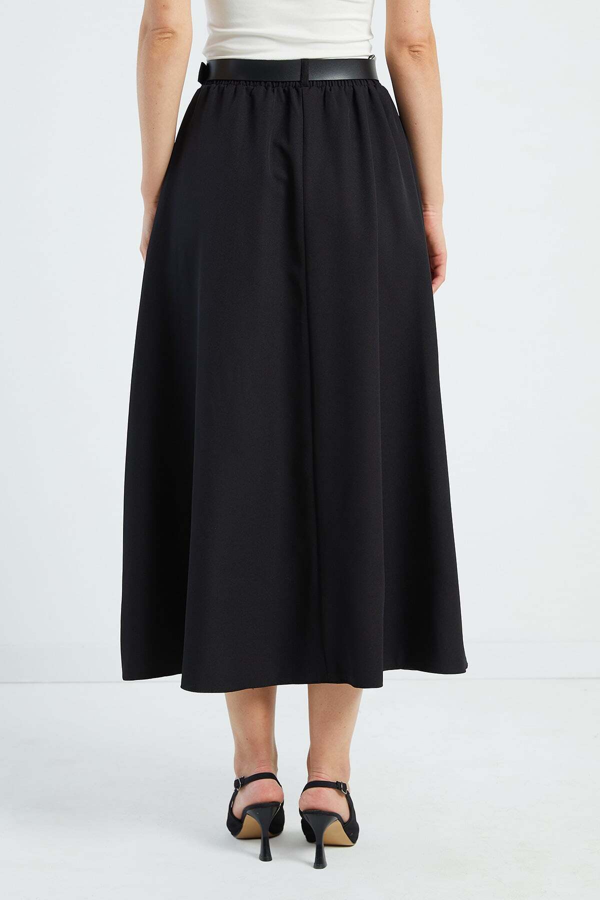 Fulla Moda Beli Kemerli Maxi Boy Etek görsel 8