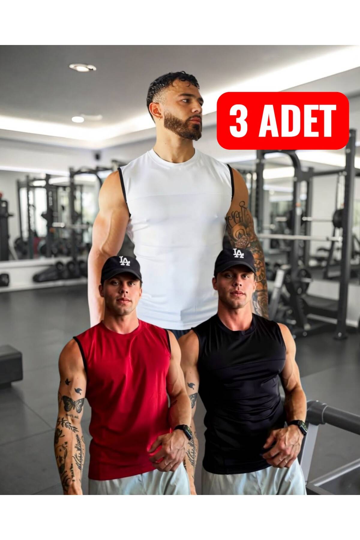 kalawear Erkek 3 ADET Fit Gym Fitness Nefes Alan Teknik Hızlı Kuruma Slim Fit Sporcu Fitness Sporcu Atleti