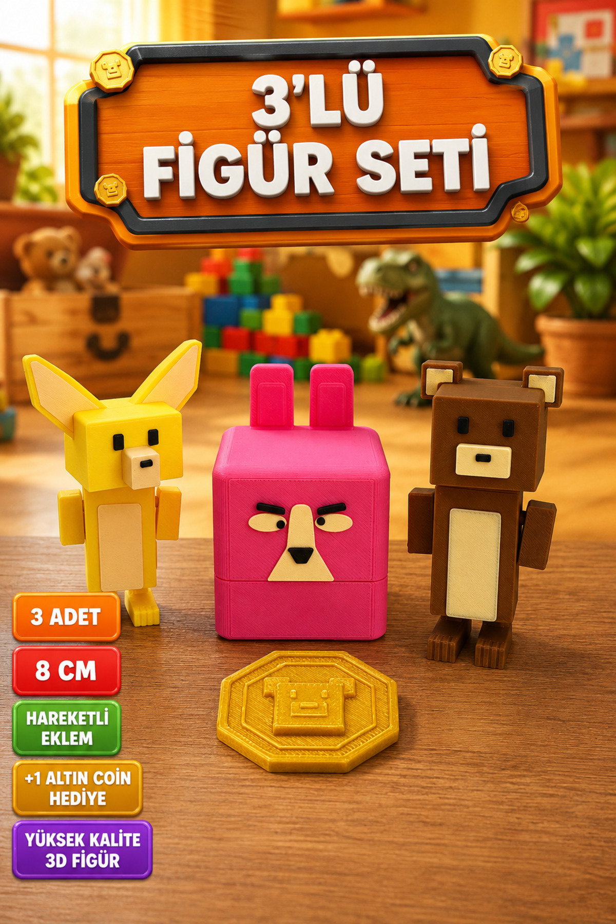 新品　ReynSpooner TEDDY BEAR スーベニア　貴重品 YAGLİZ Super Bear Adventure Ayı, Tilki ve Tavşan Figür Seti – Tüm