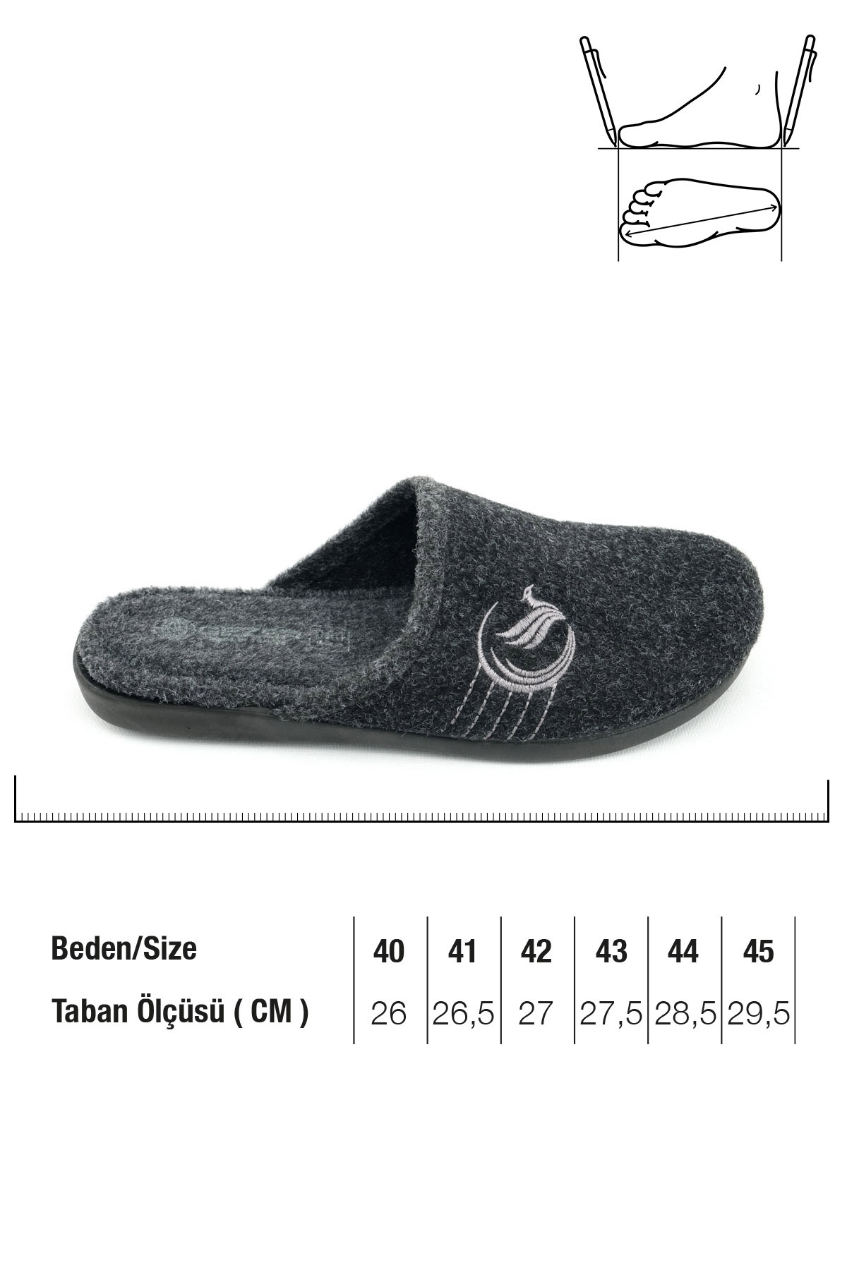 GEZER Kışlık Erkek Çıkarılabilir Taban Ev Bahçe Terlik görsel 3