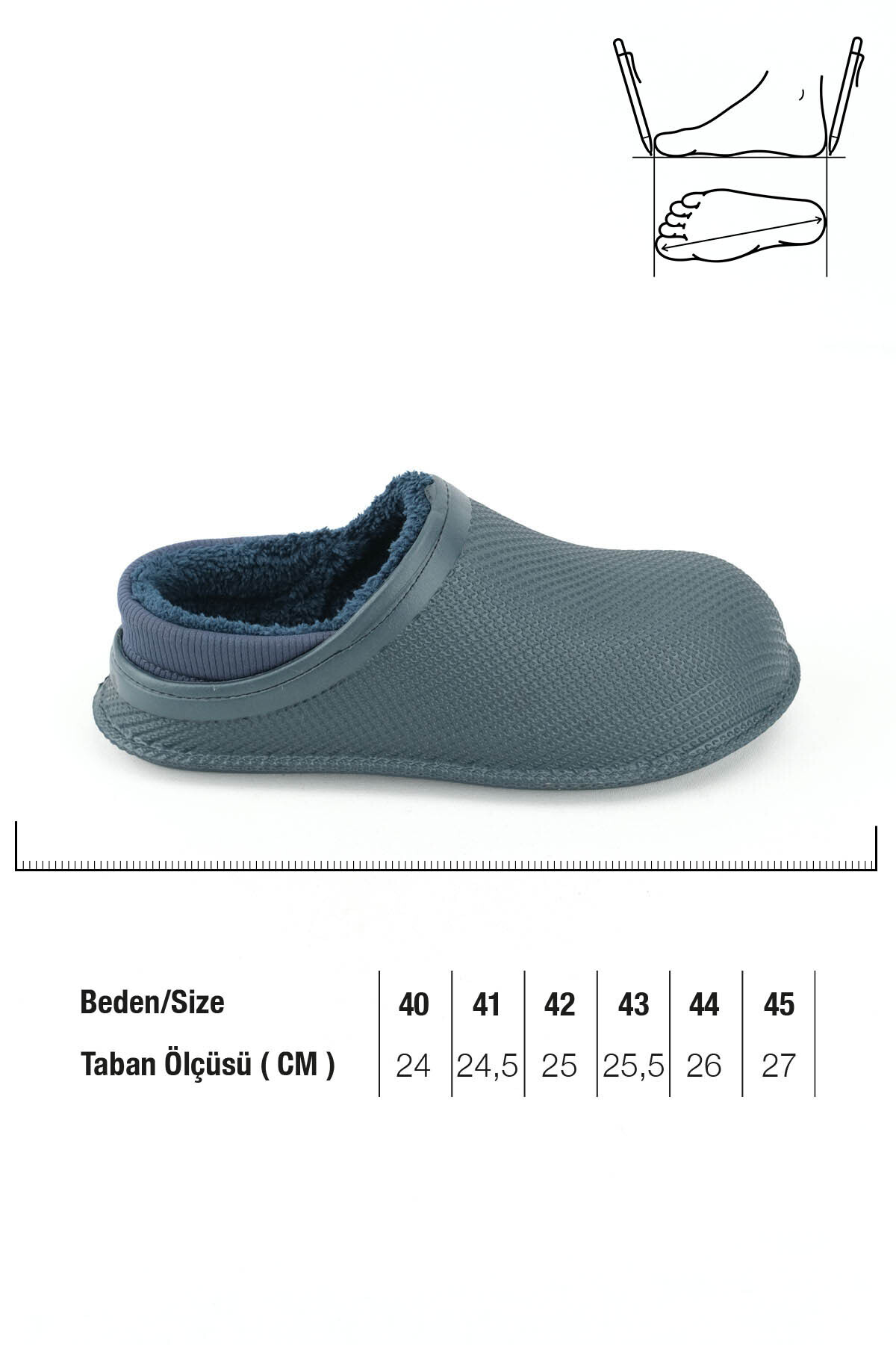 GEZER Erkek Kışlık Eva İçi Peluşlu Sessiz Taban Ev Bahçe Terlik görsel 3