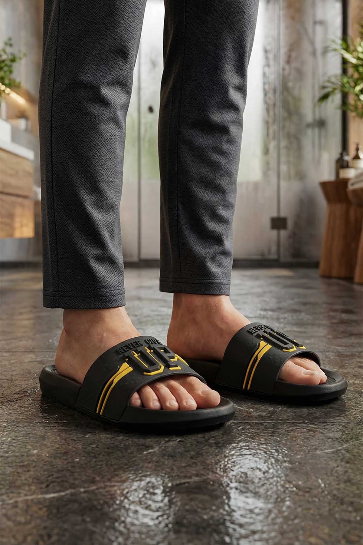 GEZER Erkek Yazlık PU Islak Zemine Uygun Ev Banyo Bahçe Havuz Terlik