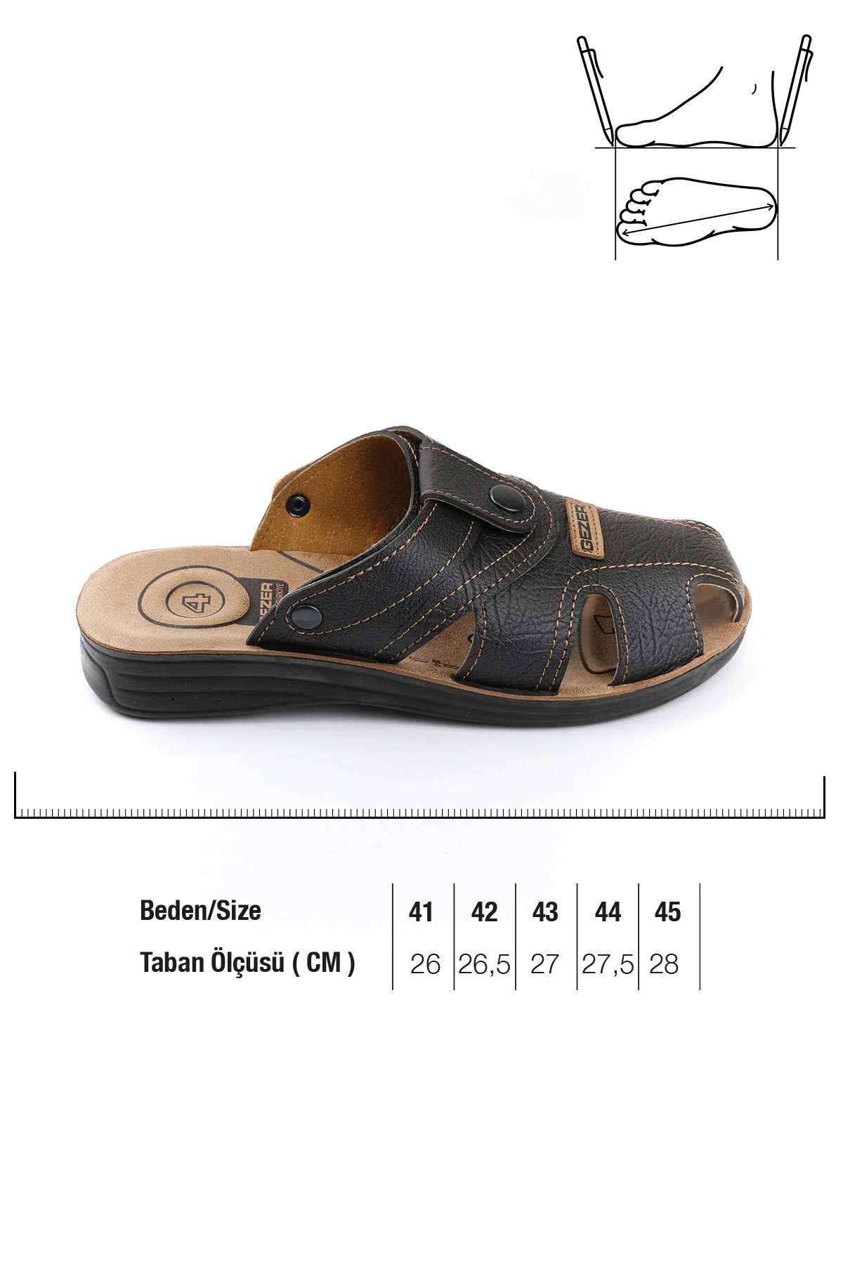GEZER Yazlık Erkek Çıtçıtlı Ayarlanabilir Terlik-Sandalet görsel 3