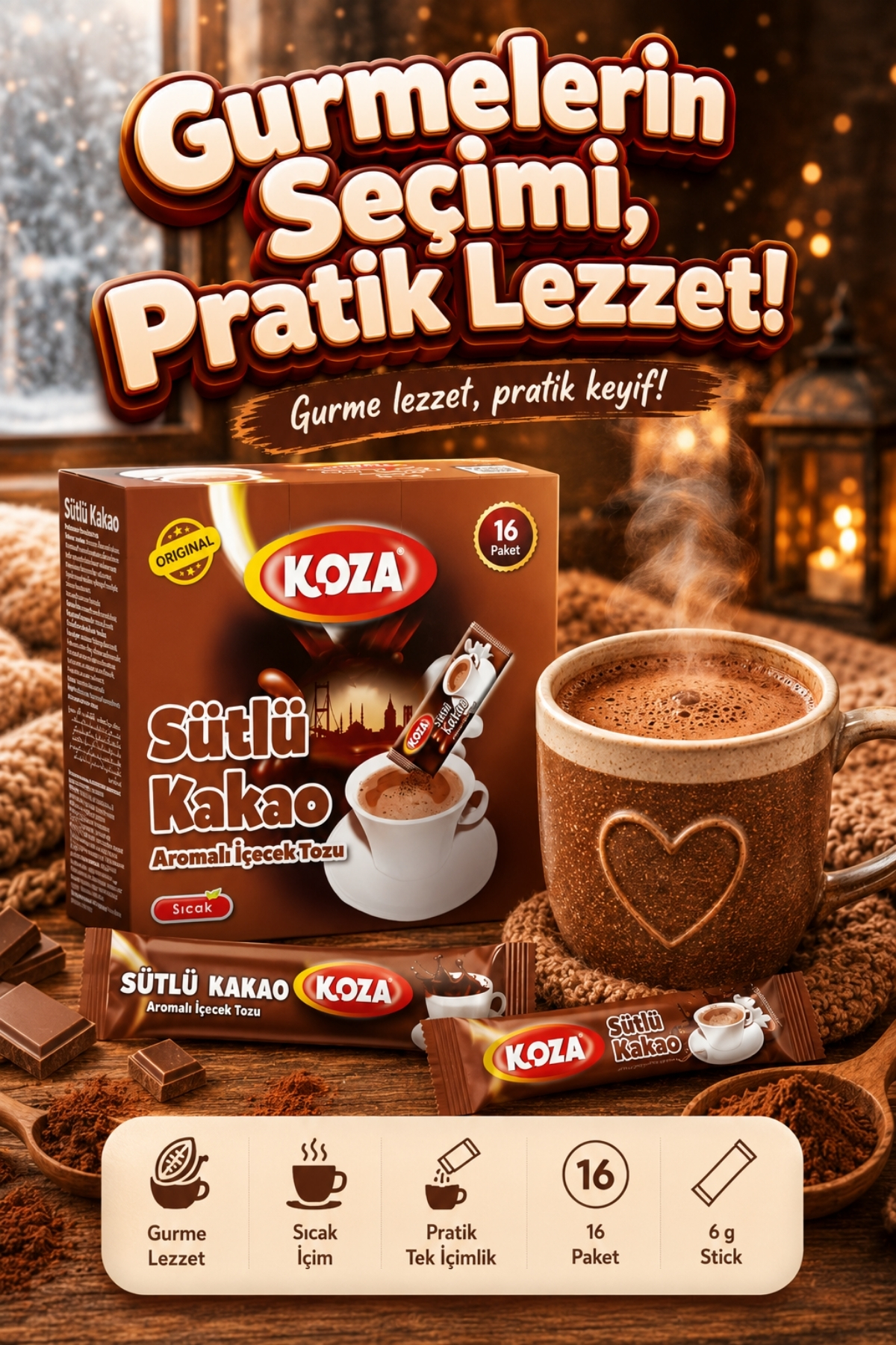 Koza Gurmelerin Seçimi Pratik Lezzet Sütlü Kakao Aromalı Tek