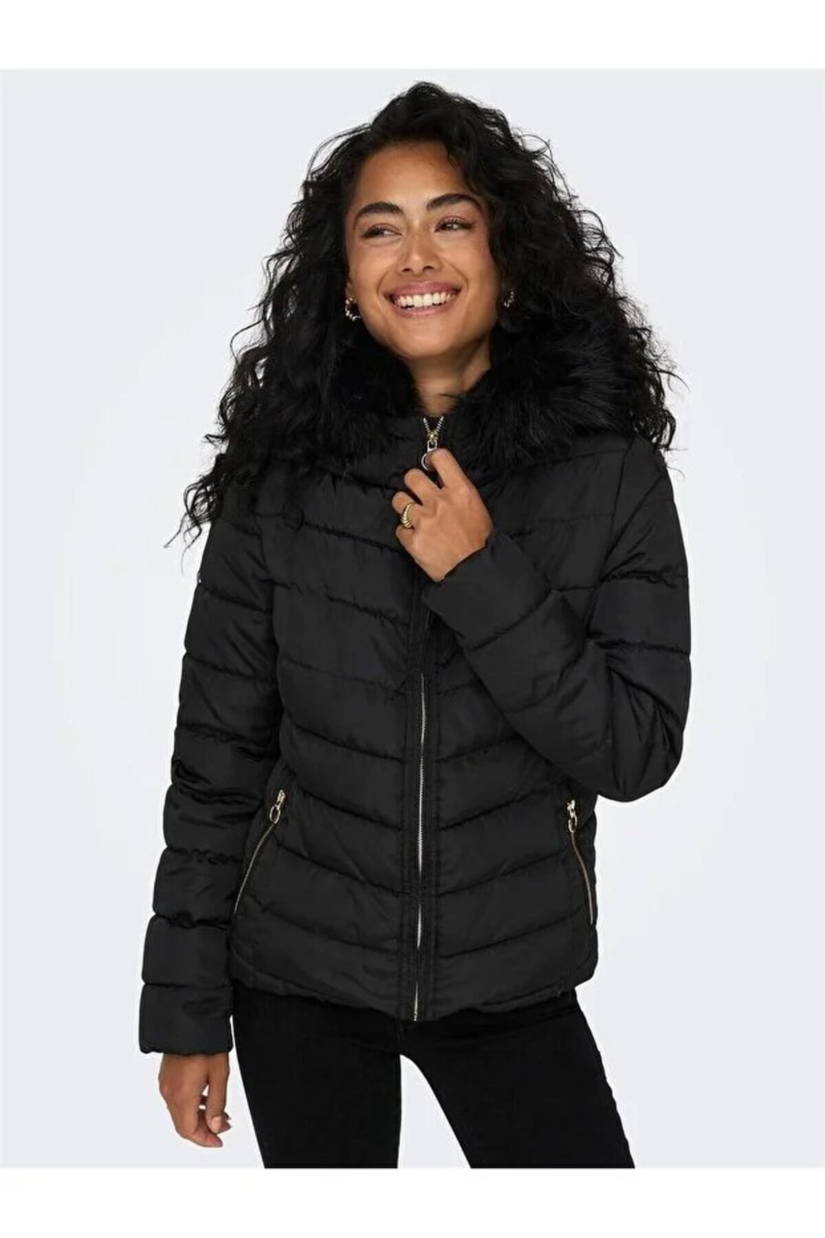 ONLY Onlellan Quilt Hood Jacket Life Otw Kadın Mont 15300254 görsel 3