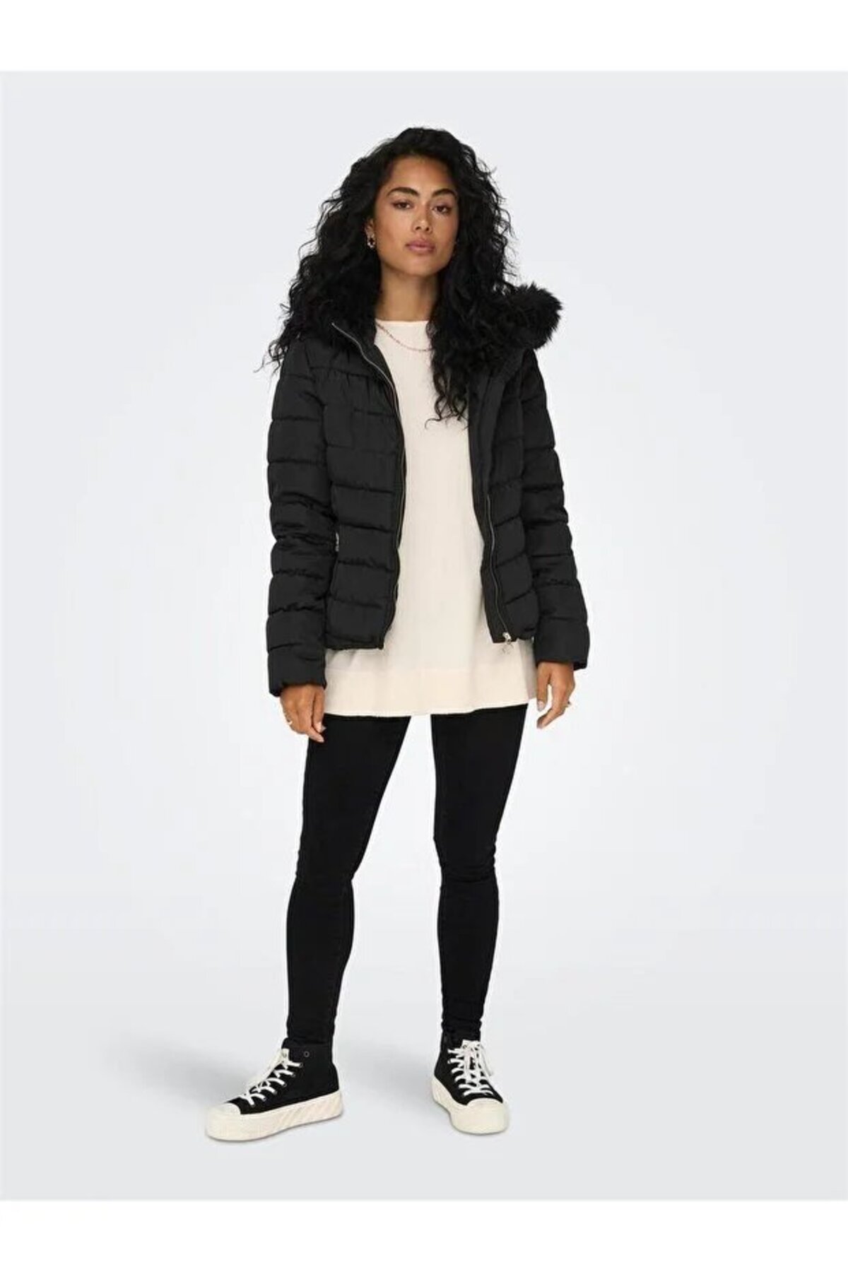 ONLY Onlellan Quilt Hood Jacket Life Otw Kadın Mont 15300254 görsel 2