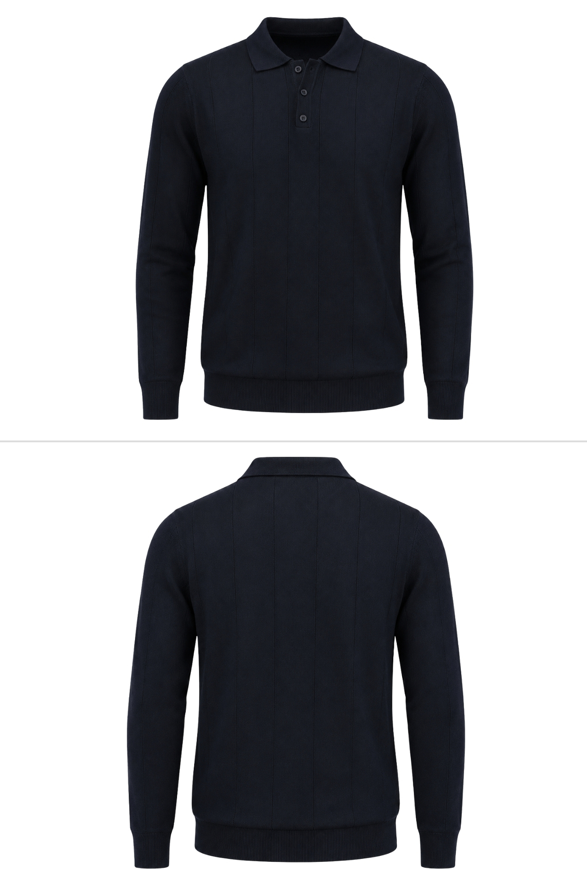 Kiğılı Polo Yaka Düğmeli Regular Fit Çizgili Triko Kazak görsel 5