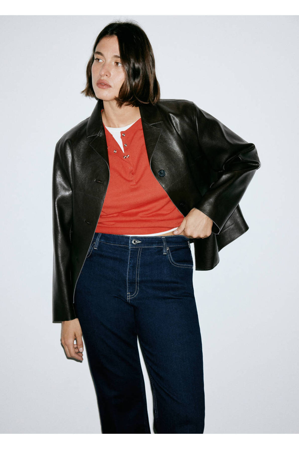 MANGO Woman Sienna flare crop jean pantolon görsel 7