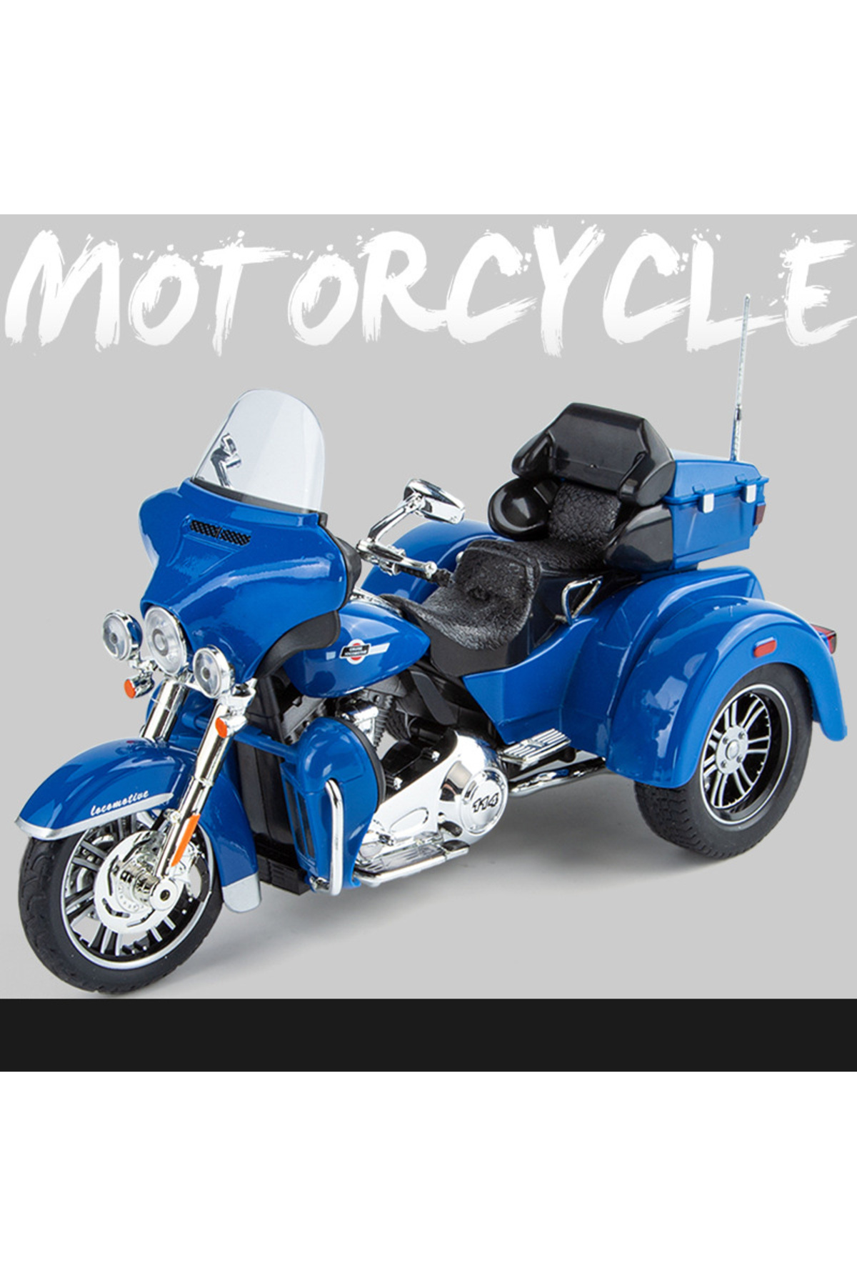 Choice Blue 1/9 Scale Alloy Diecast Motor Tricycle Toys Cars Models with Light Sound Motorcycle Wheel Pull