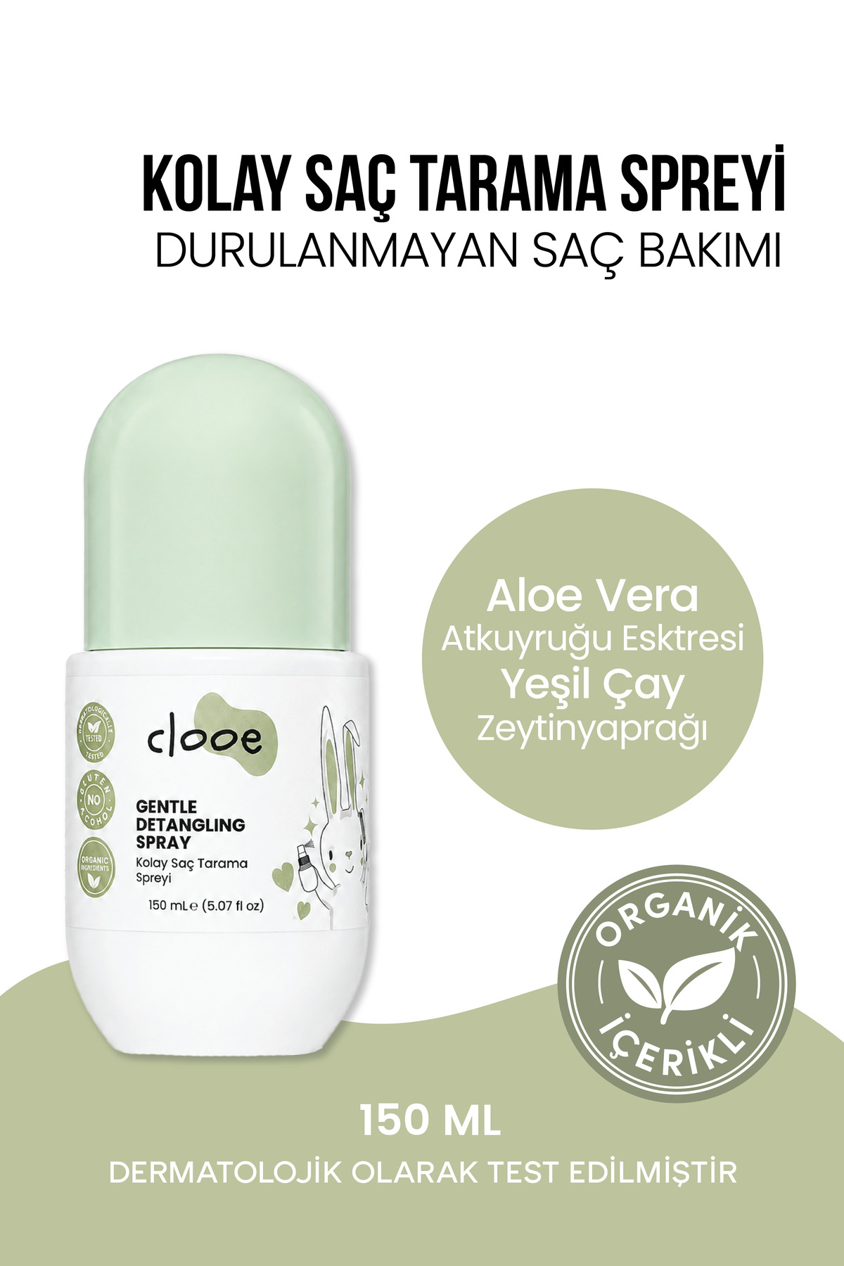 clooe Kolay Saç Tarama Spreyi – Saç Açıcı & Elektriklenme Karşıtı Bakım Spreyi Vegan, Alkolsüz 150 ml — STK039