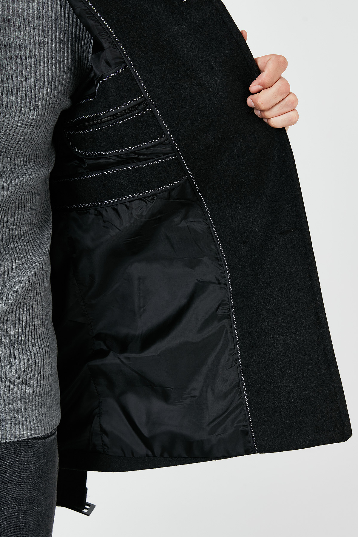 Buratti Slim Fit Cepli Pamuklu Kaşe Kaban Erkek KABAN 5841015 görsel 6