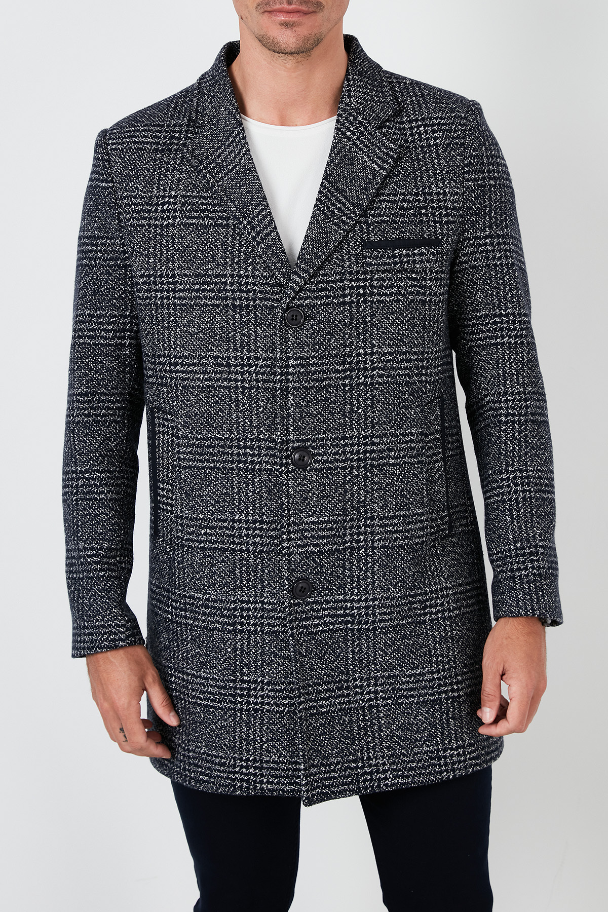 Buratti Slim Fit Tek Yırtmaçlı Düğmeli Mono Yaka Kaşe Kaban Erkek Kaban 5840098 görsel 7