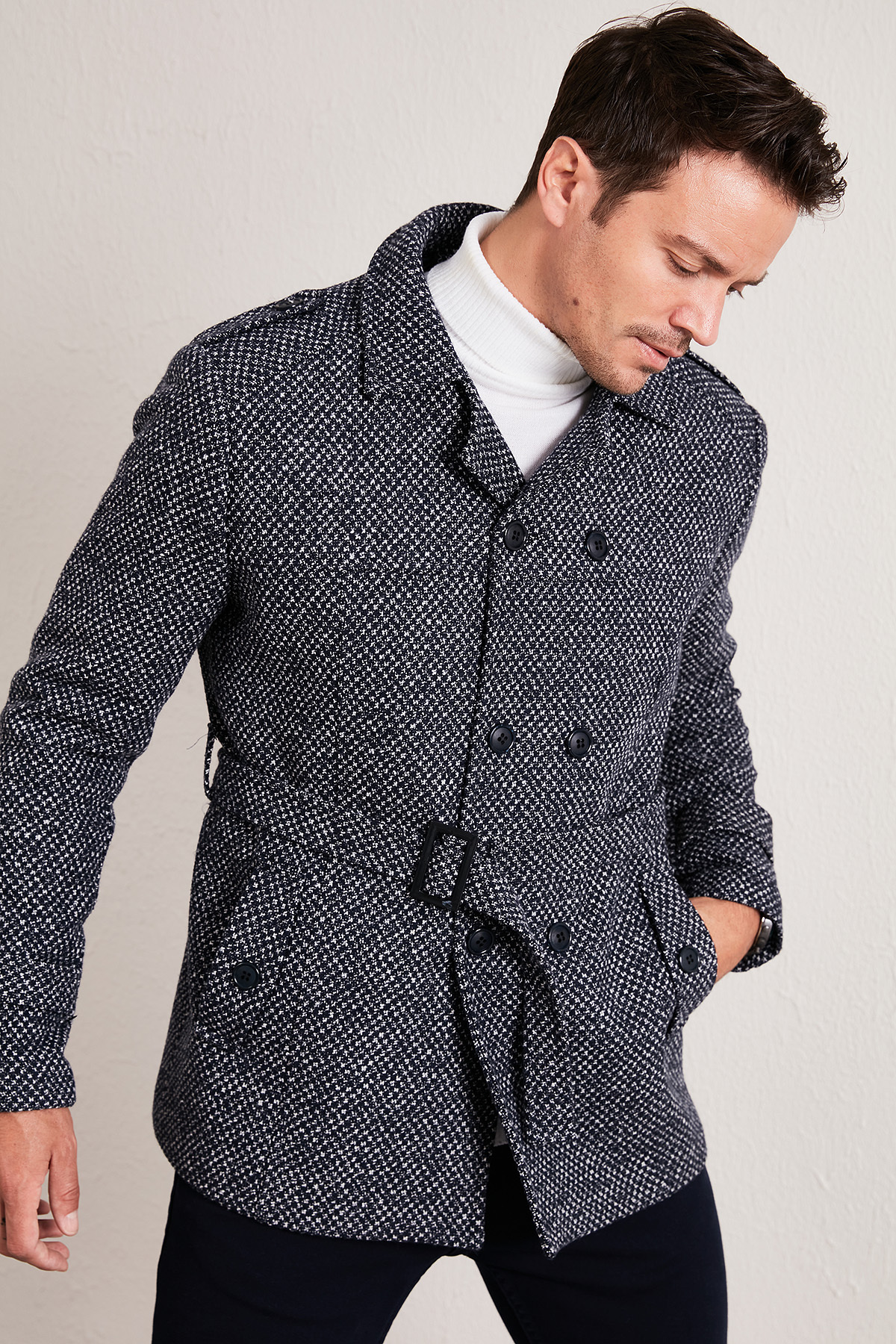 Slim Fit Cepli Pamuklu Kaşe Kaban Erkek KABAN 5841015 — سرمهای